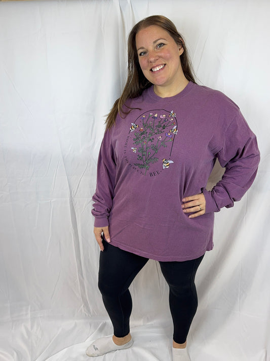 Bees and Wildflowers Graphic Long Sleeve Tee