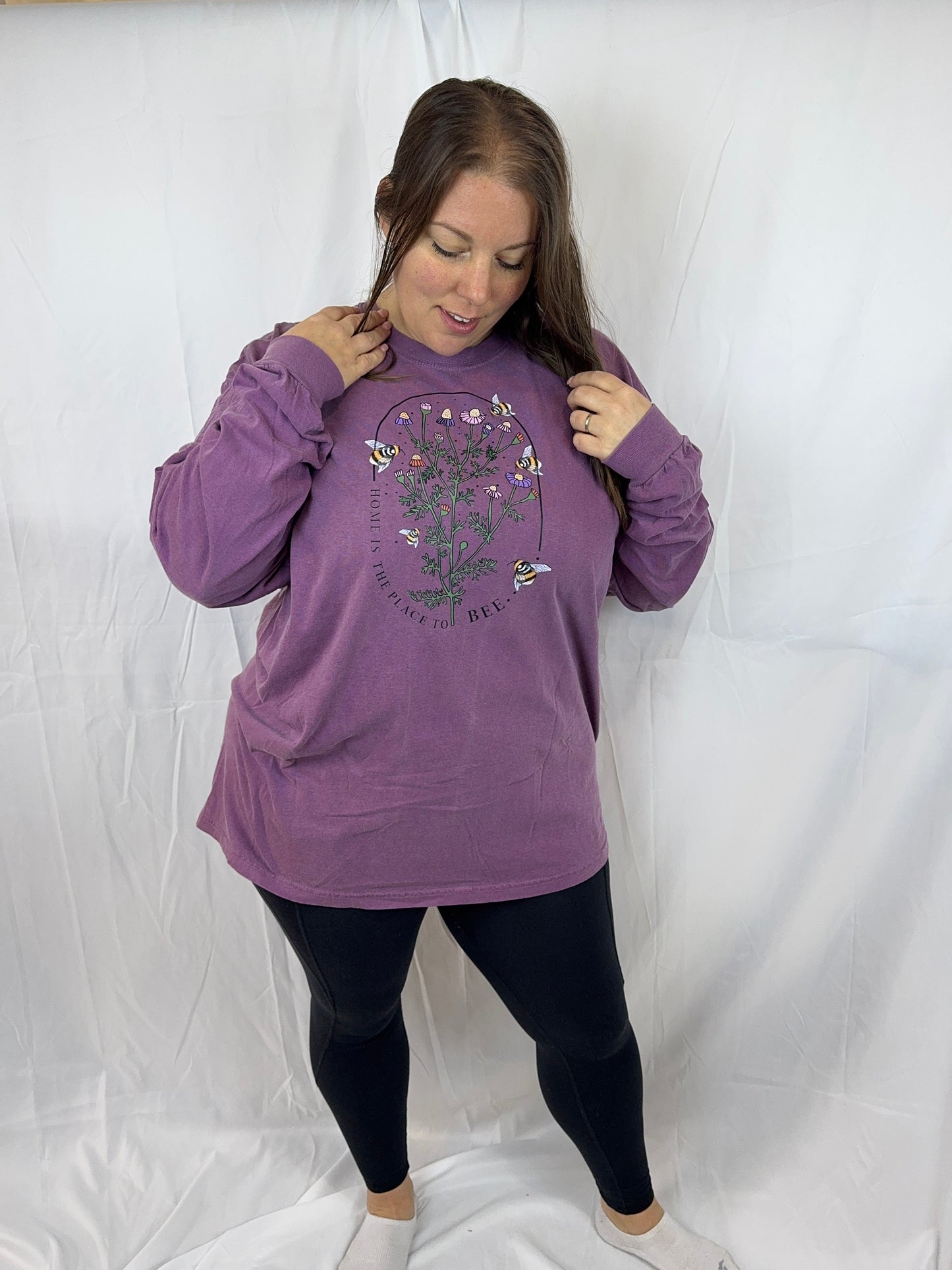 Bees and Wildflowers Graphic Long Sleeve Tee