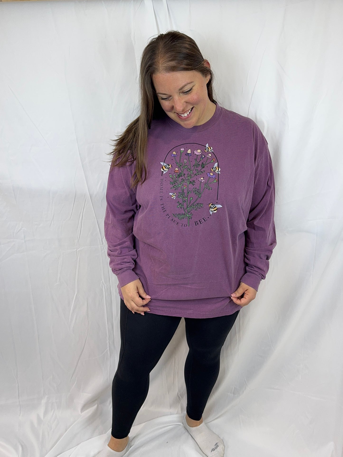 Bees and Wildflowers Graphic Long Sleeve Tee