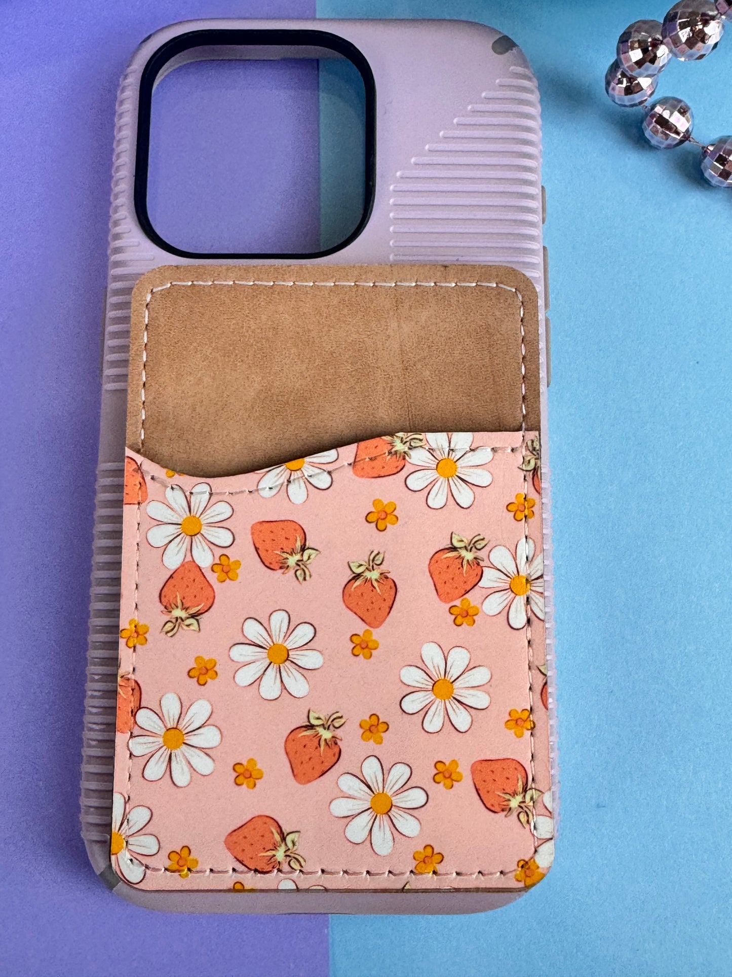Strawberries and Daisies Faux Leather Wallet For Cell Phone Case