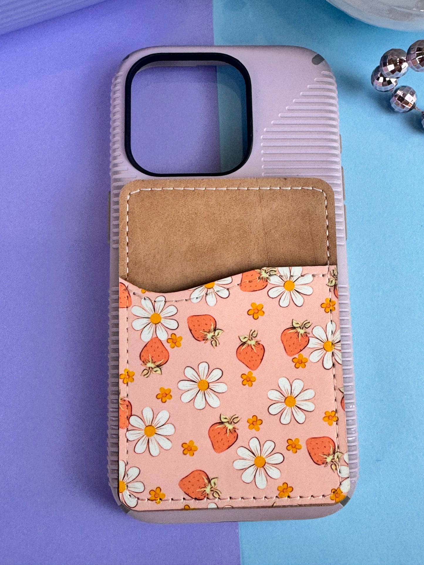 Strawberries and Daisies Faux Leather Wallet For Cell Phone Case