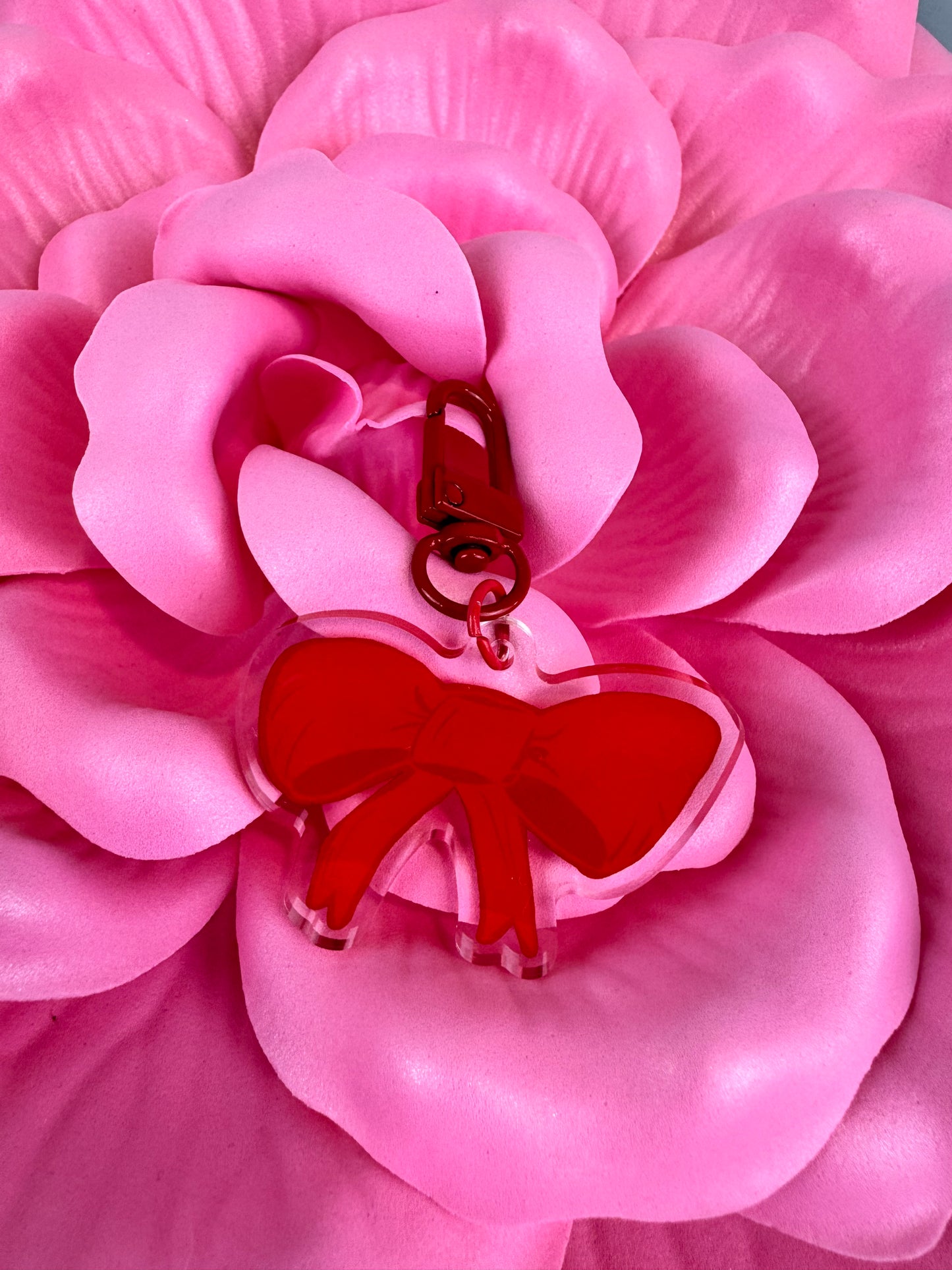 Adorable Acrylic Keychains, Bag Charms and Key Holders, Pretty Red Bow, Coquette Aesthetic
