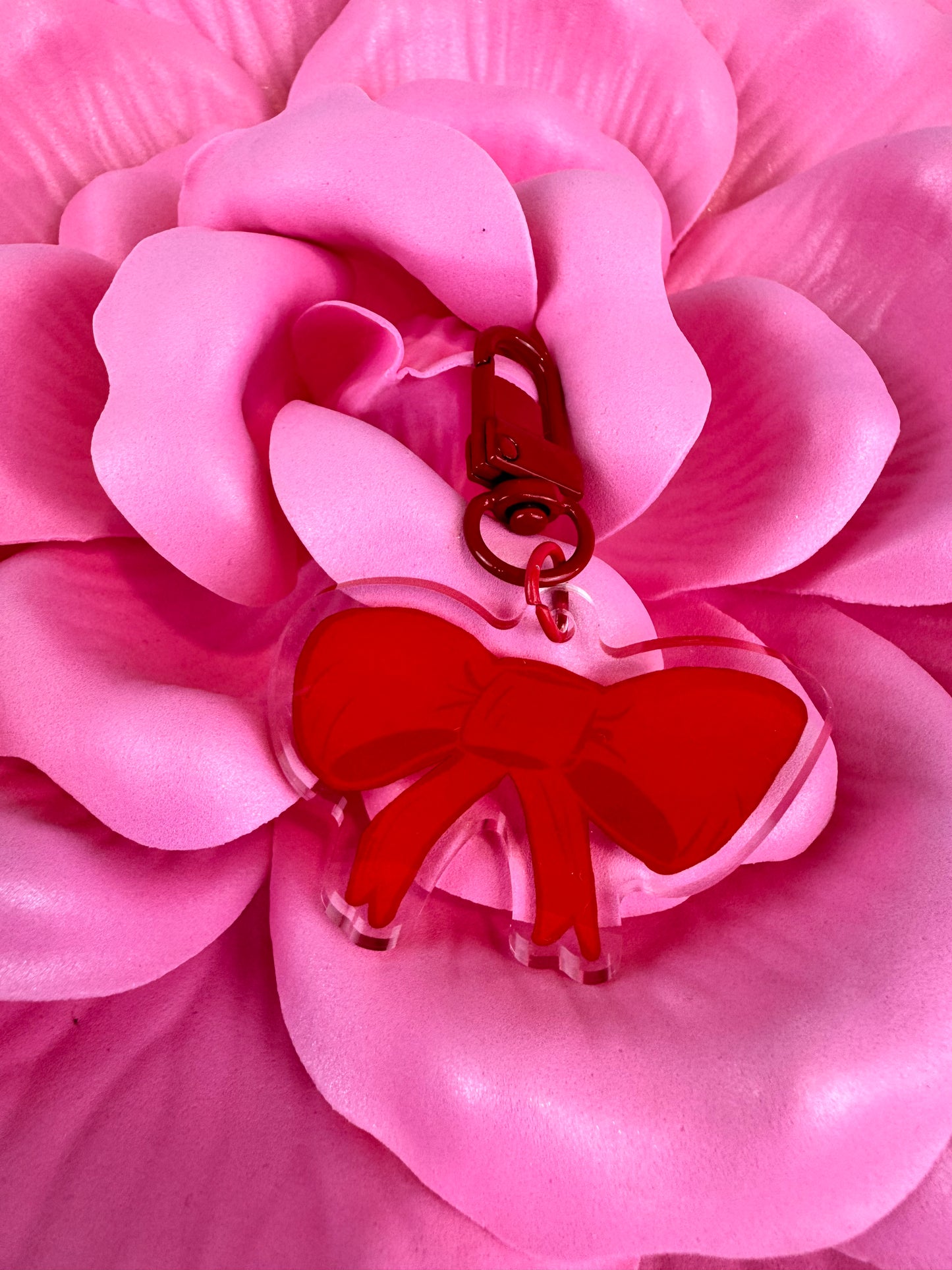 Adorable Acrylic Keychains, Bag Charms and Key Holders, Pretty Red Bow, Coquette Aesthetic