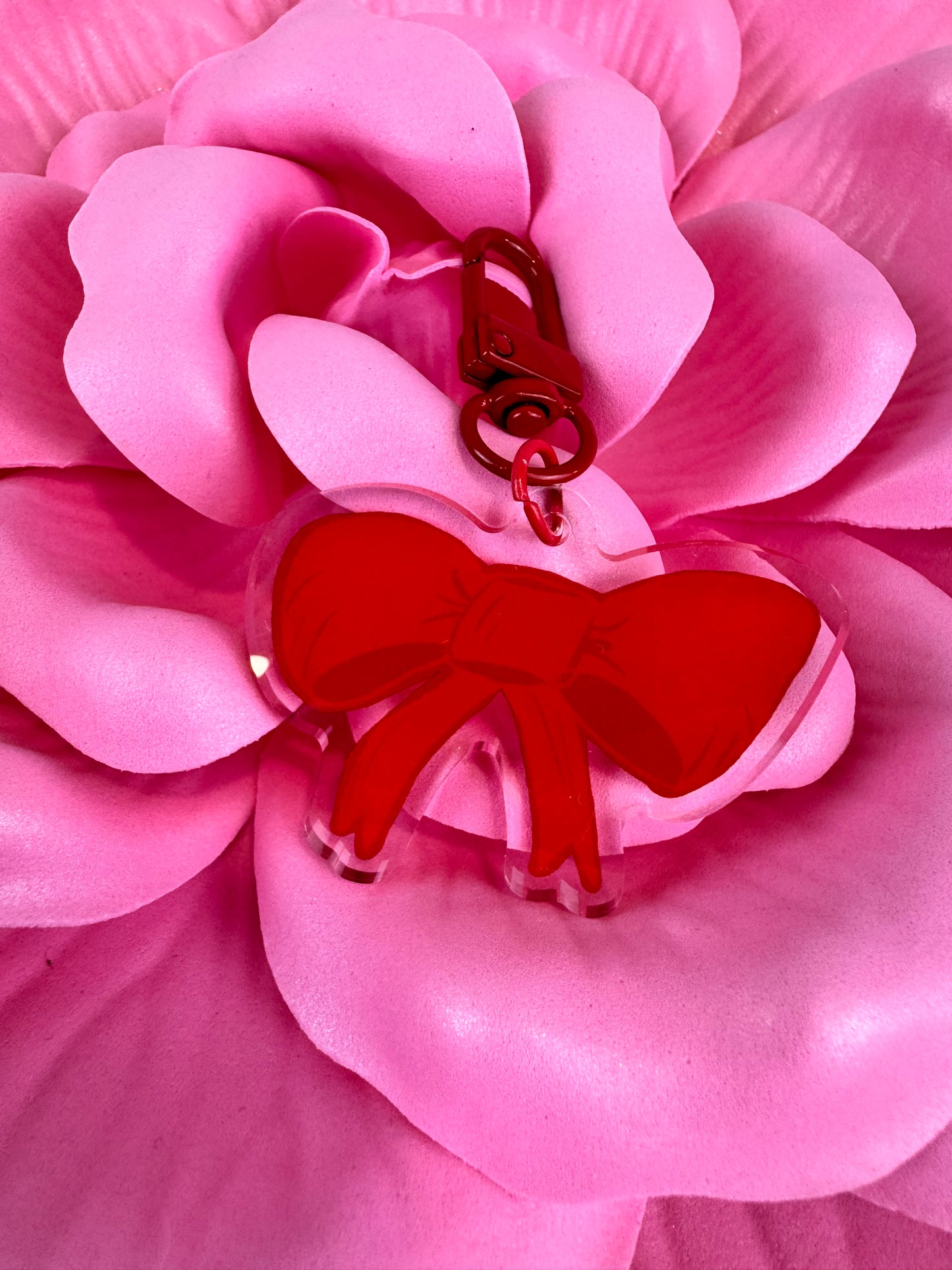 Adorable Acrylic Keychains, Bag Charms and Key Holders, Pretty Red Bow, Coquette Aesthetic