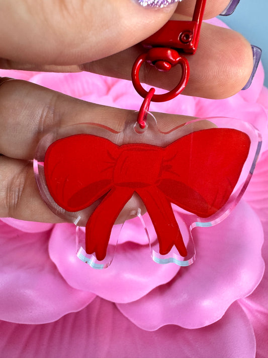 Adorable Acrylic Keychains, Bag Charms and Key Holders, Pretty Red Bow, Coquette Aesthetic