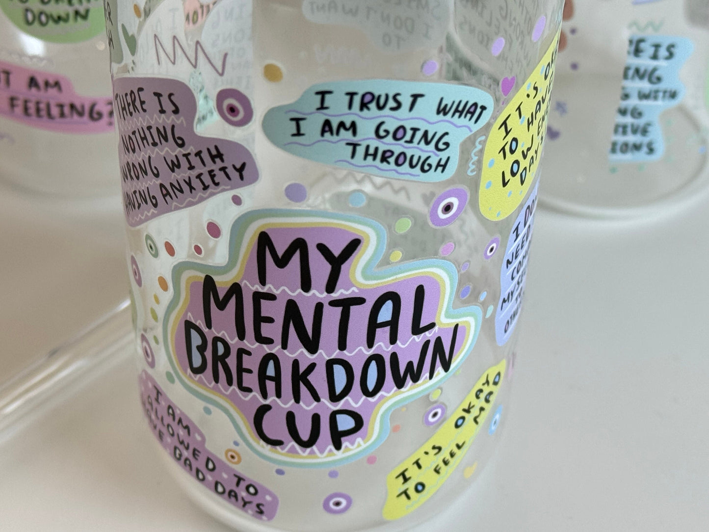 Iced Coffee Glass Cup, My Mental Breakdown Cup, Motivational Cup, Anxiety Self Love