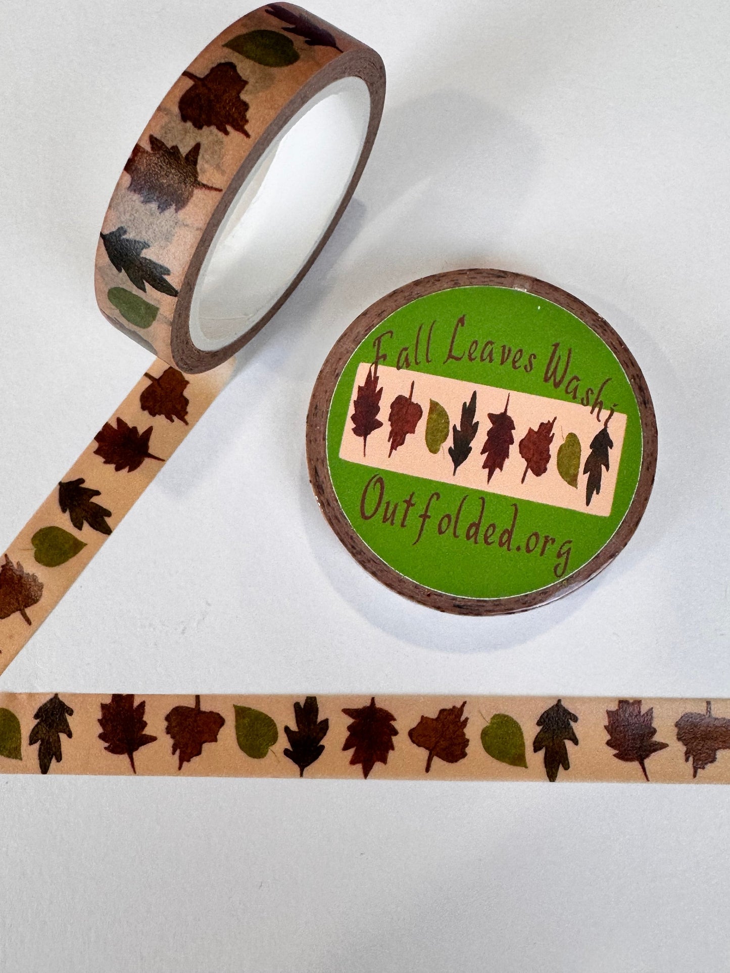 Fall Leaves Design Washi Tape, 1 cm width 5 m length, Original Artwork