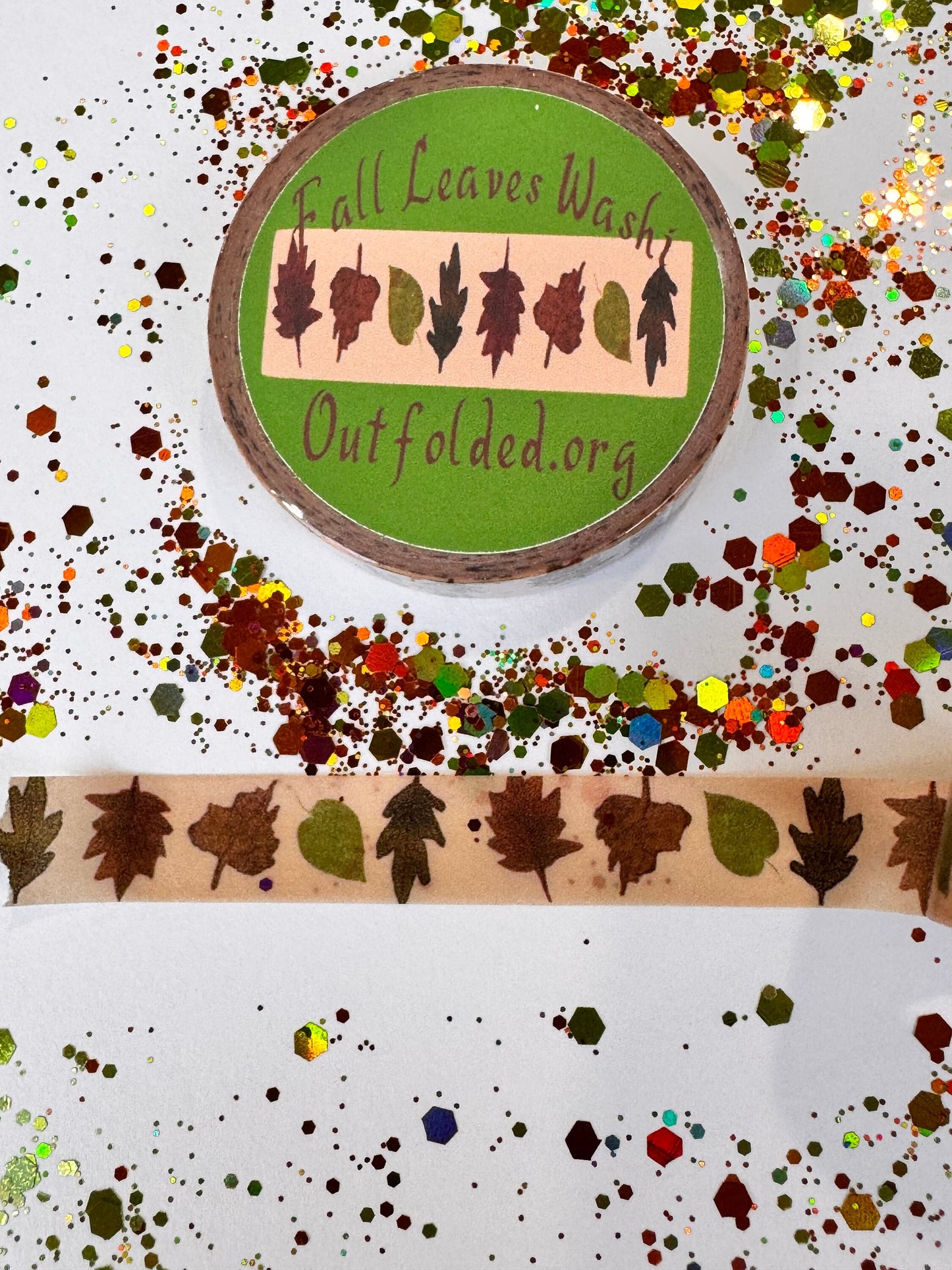Fall Leaves Design Washi Tape, 1 cm width 5 m length, Original Artwork