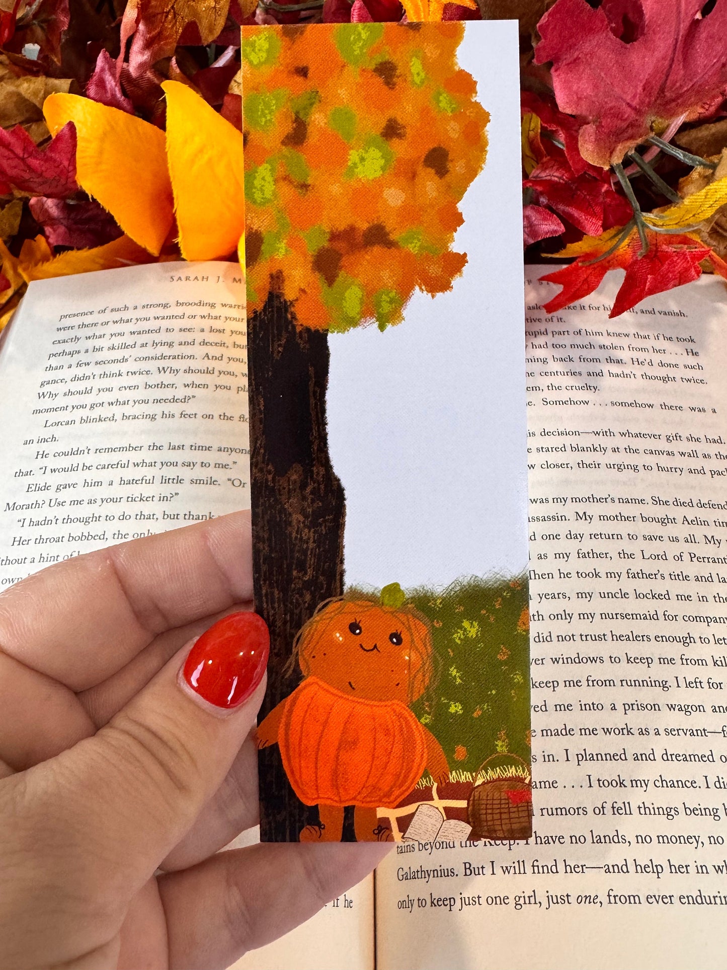 Bookmark for Fall, Patch's Picnic, For Readers and Book Lovers, Autumn Season