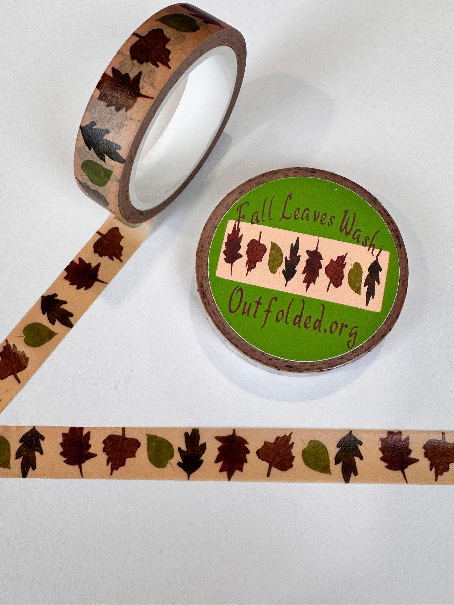 Fall Leaves Design Washi Tape, 1 cm width 5 m length, Original Artwork