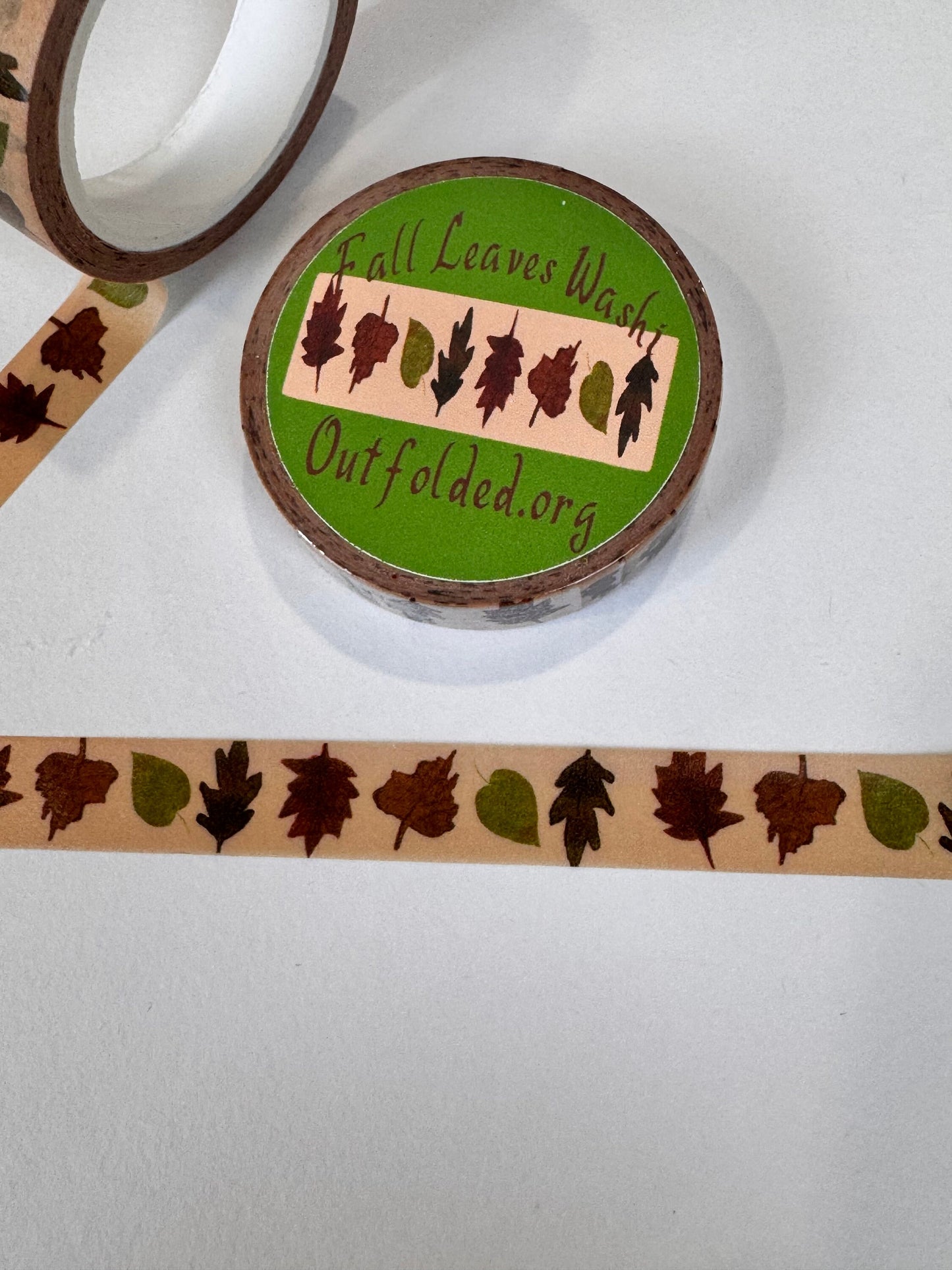 Fall Leaves Design Washi Tape, 1 cm width 5 m length, Original Artwork