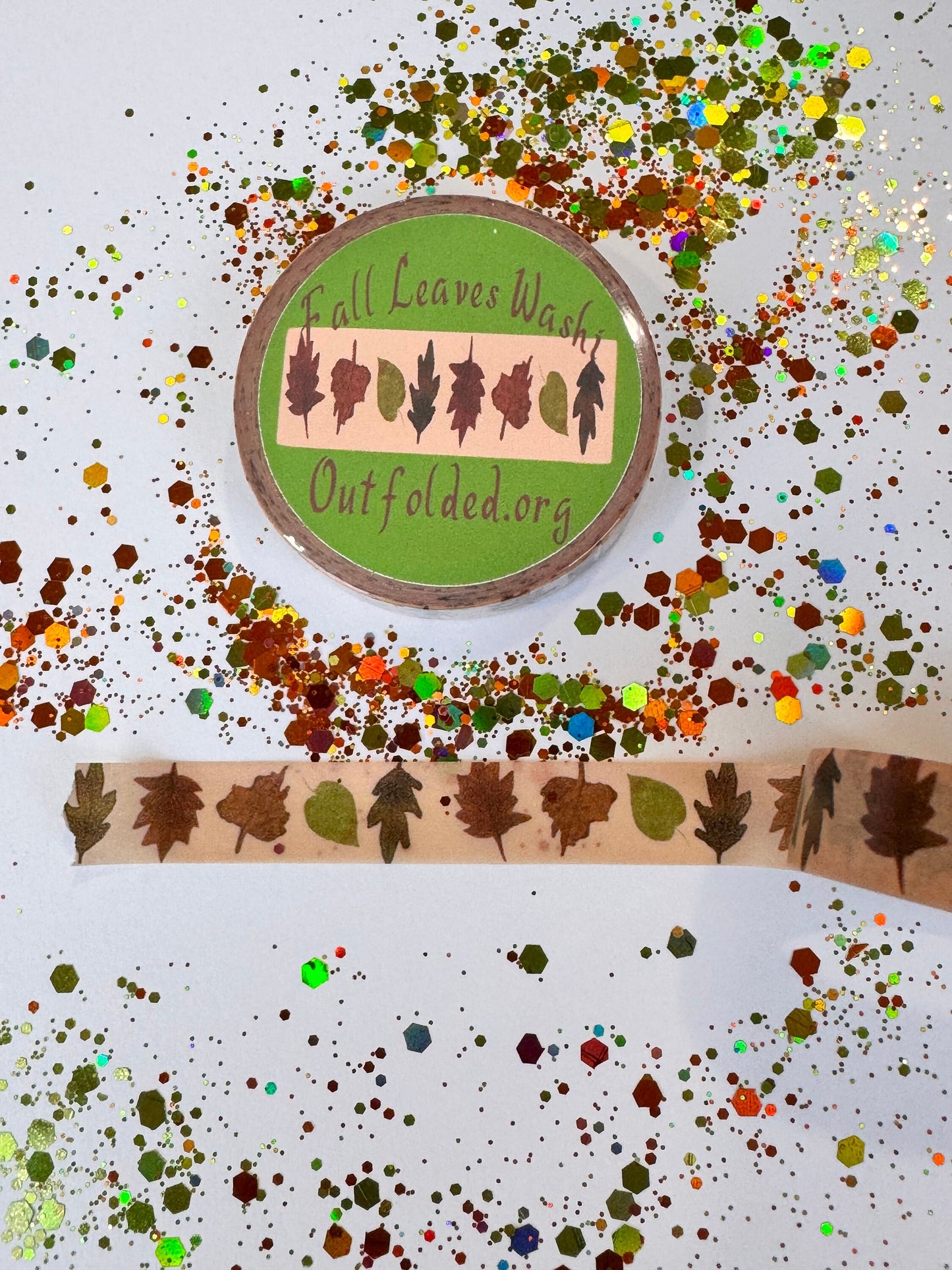 Fall Leaves Design Washi Tape, 1 cm width 5 m length, Original Artwork