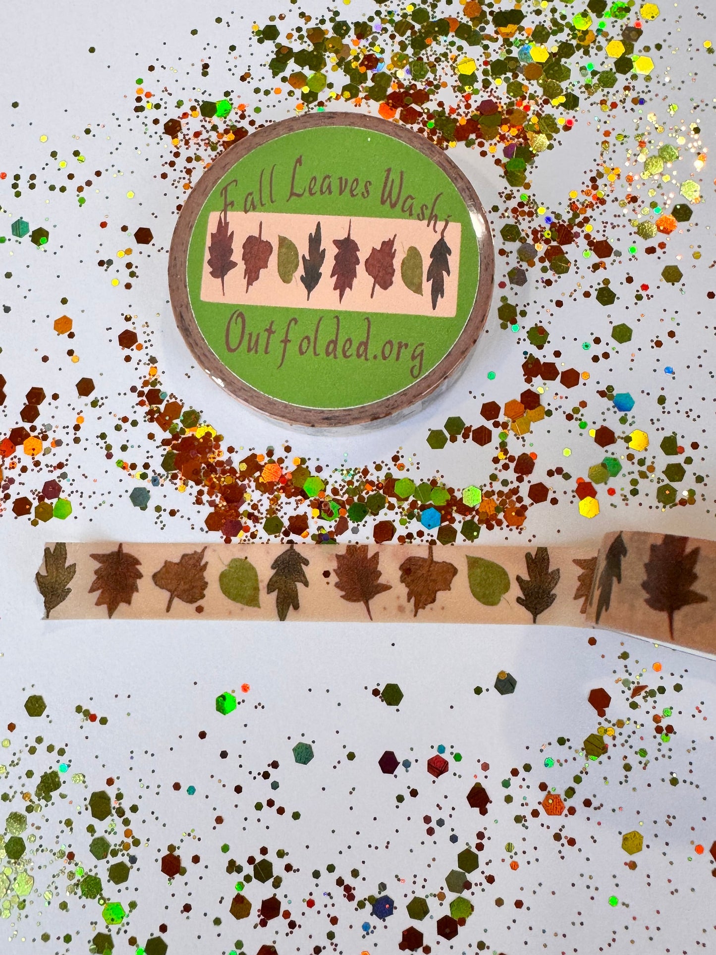Fall Leaves Design Washi Tape, 1 cm width 5 m length, Original Artwork