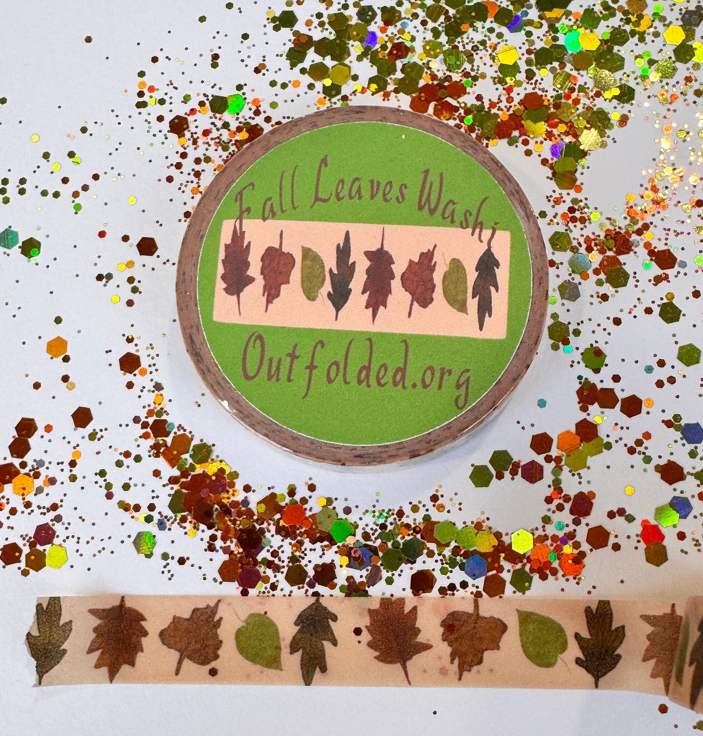 Fall Leaves Design Washi Tape, 1 cm width 5 m length, Original Artwork