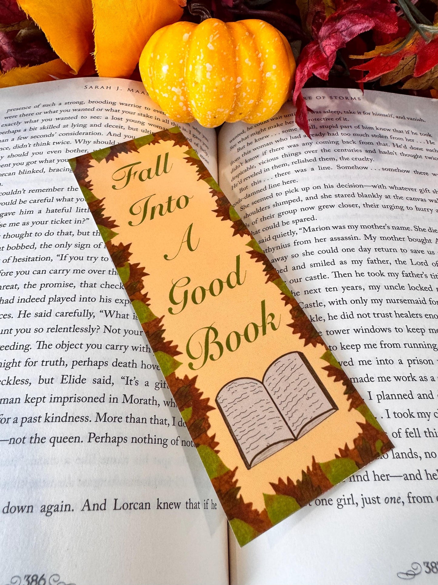 Bookmark for Fall, Fall Into A Good Book, Autumn Leaves, For Readers and Book Lovers, Autumn Season