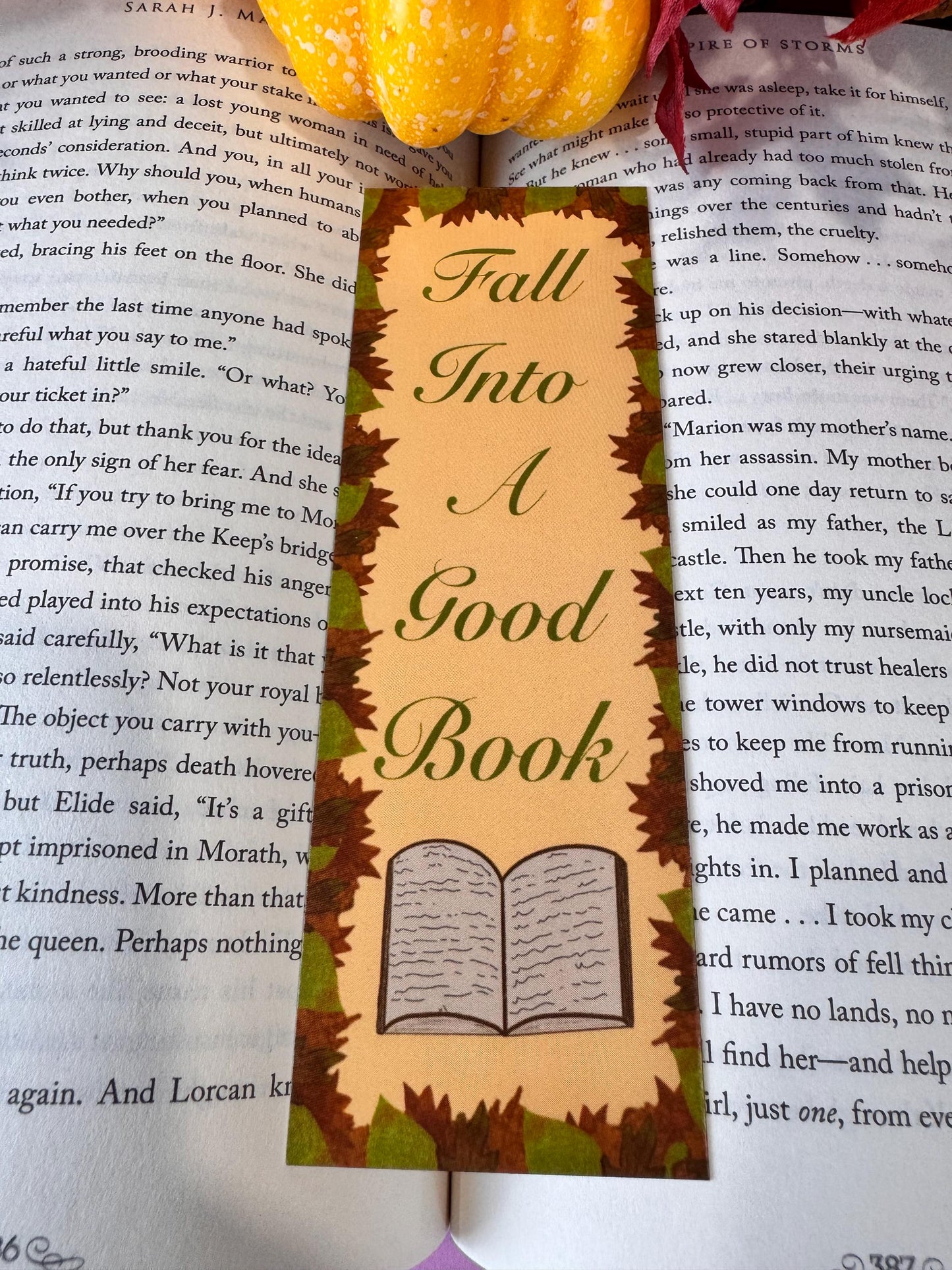 Bookmark for Fall, Fall Into A Good Book, Autumn Leaves, For Readers and Book Lovers, Autumn Season