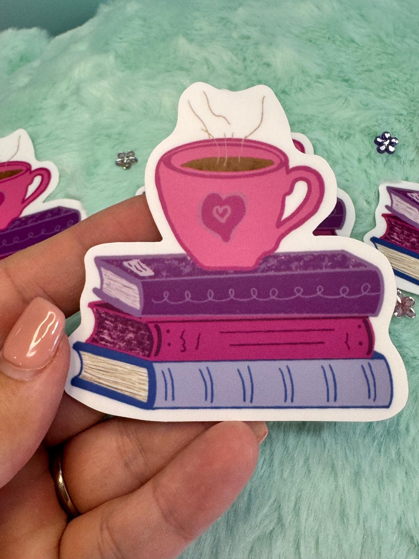 Books and Coffee Waterproof Vinyl Sticker