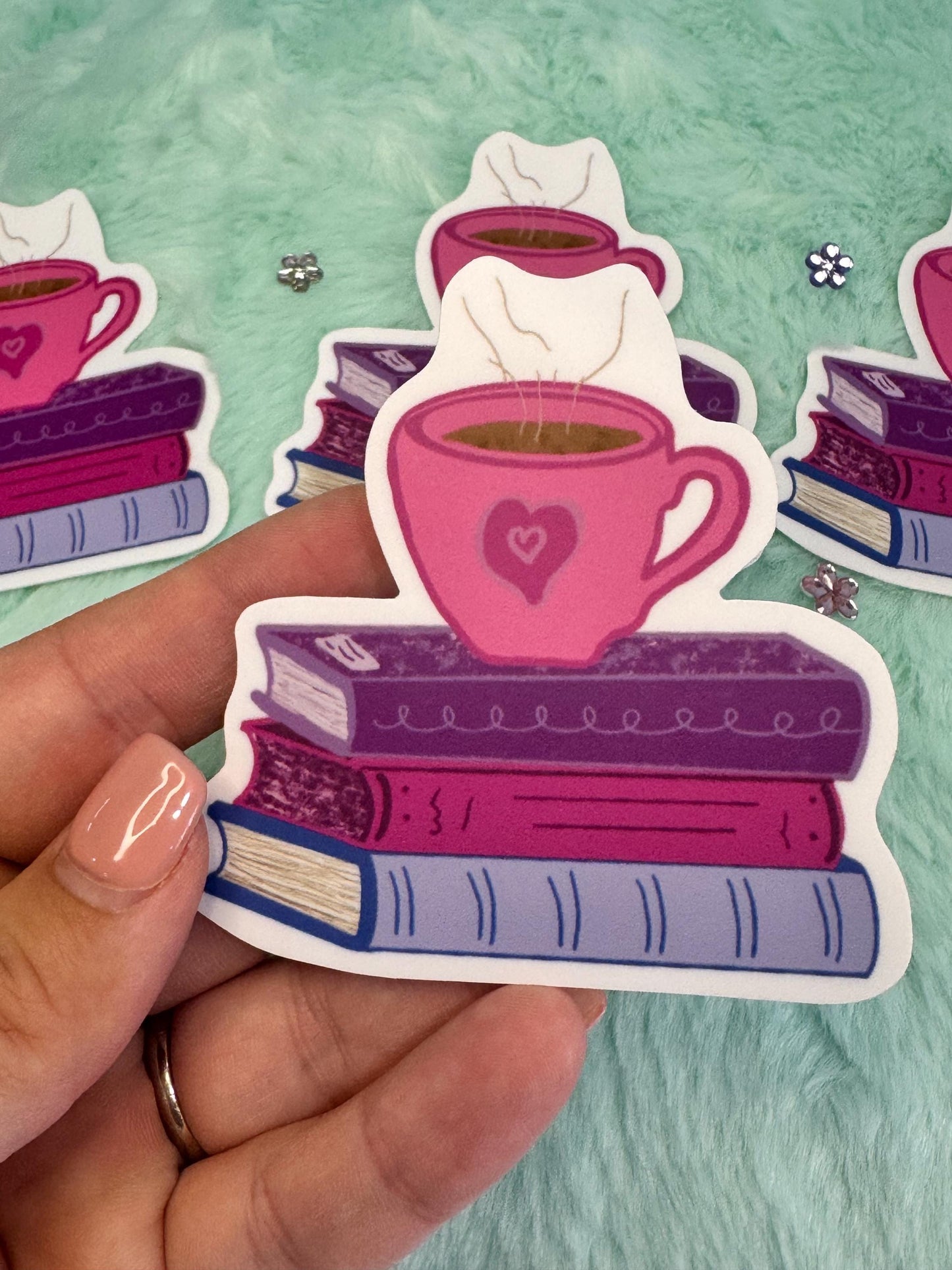 Books and Coffee Waterproof Vinyl Sticker