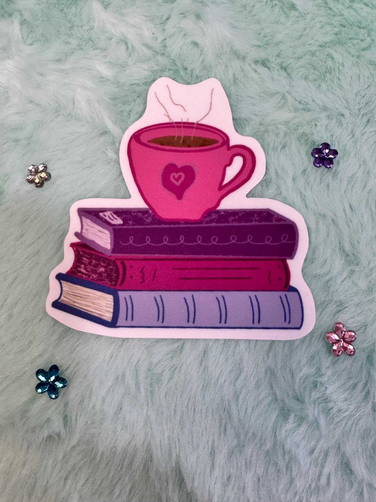 Books and Coffee Waterproof Vinyl Sticker