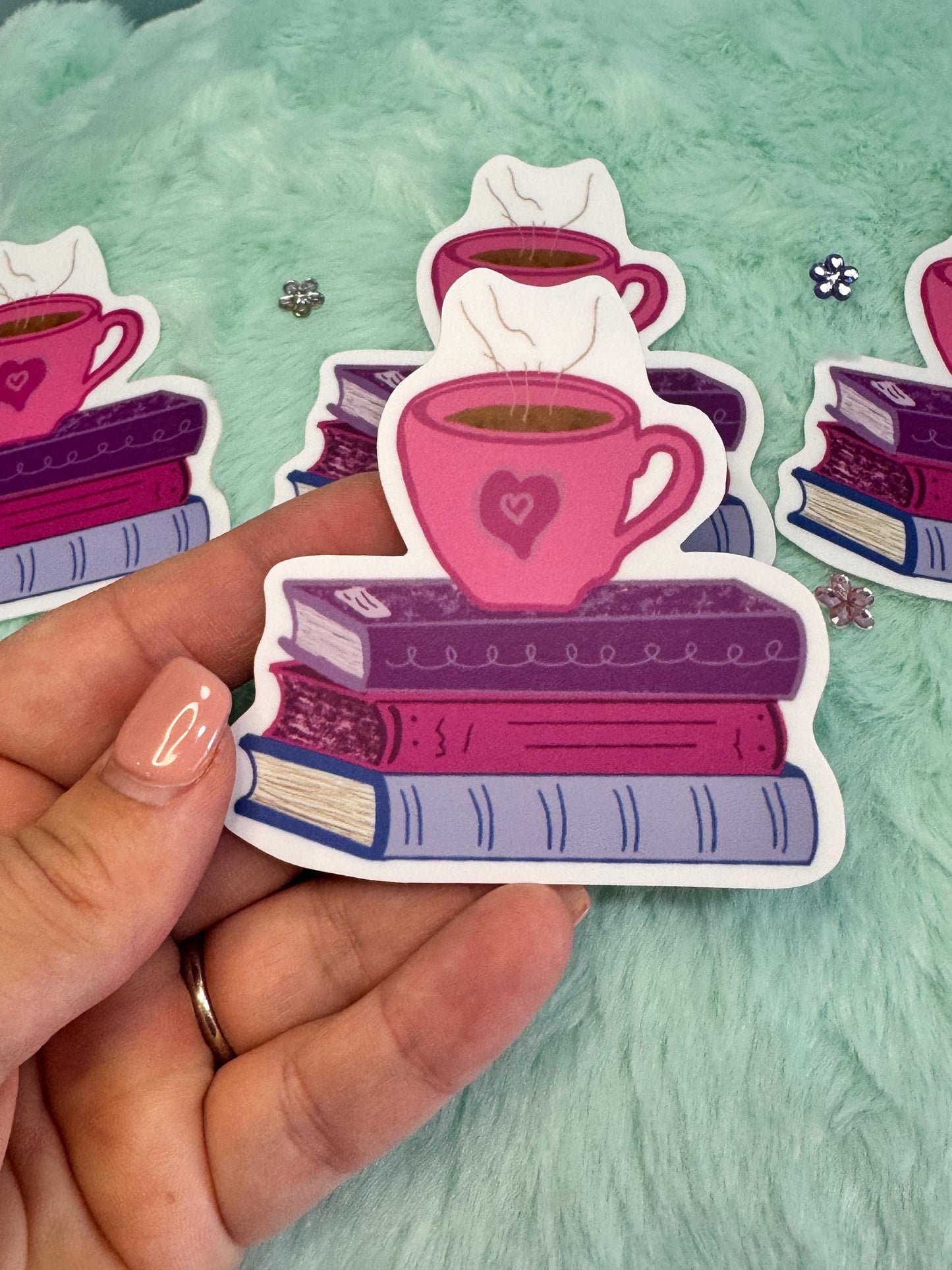 Books and Coffee Waterproof Vinyl Sticker