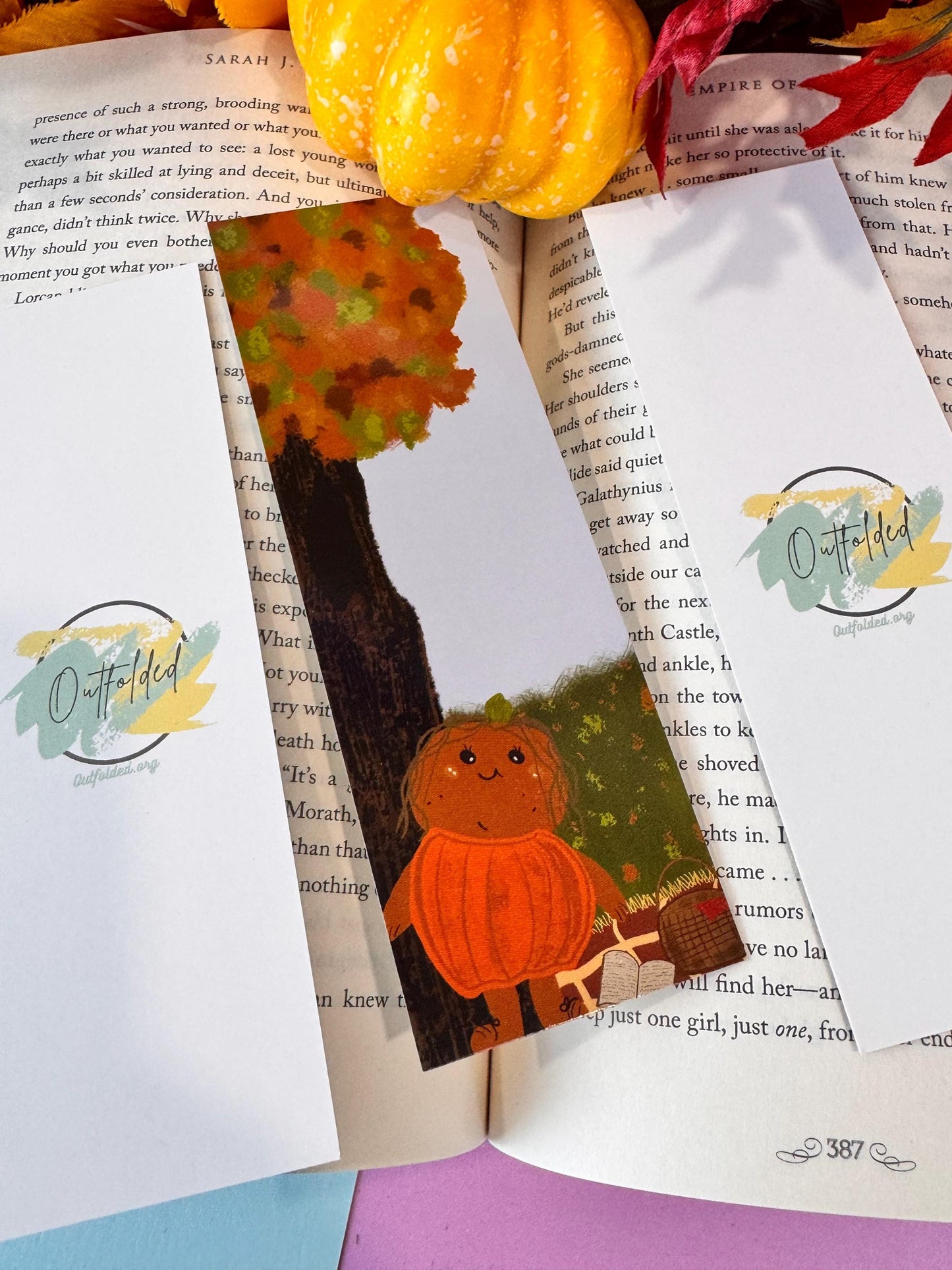 Bookmark for Fall, Patch's Picnic, For Readers and Book Lovers, Autumn Season