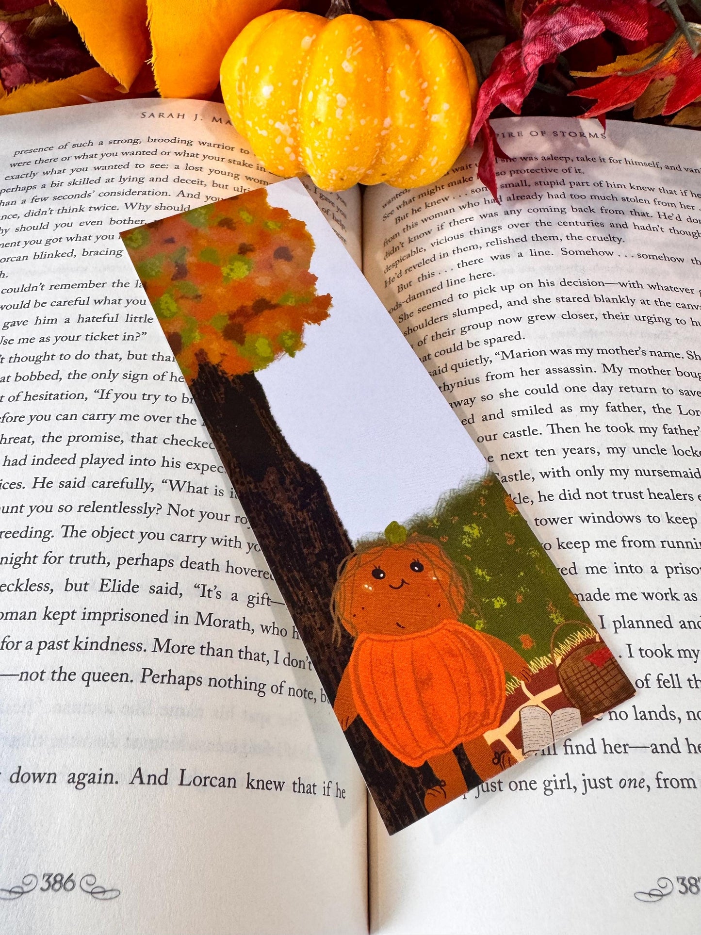 Bookmark for Fall, Patch's Picnic, For Readers and Book Lovers, Autumn Season