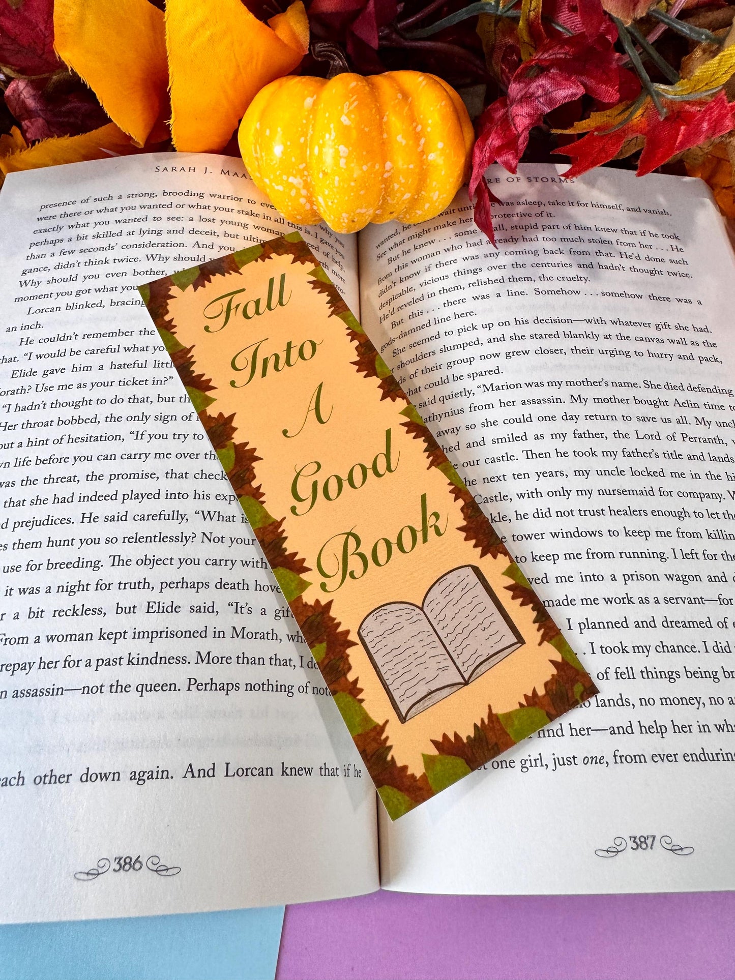 Bookmark for Fall, Fall Into A Good Book, Autumn Leaves, For Readers and Book Lovers, Autumn Season