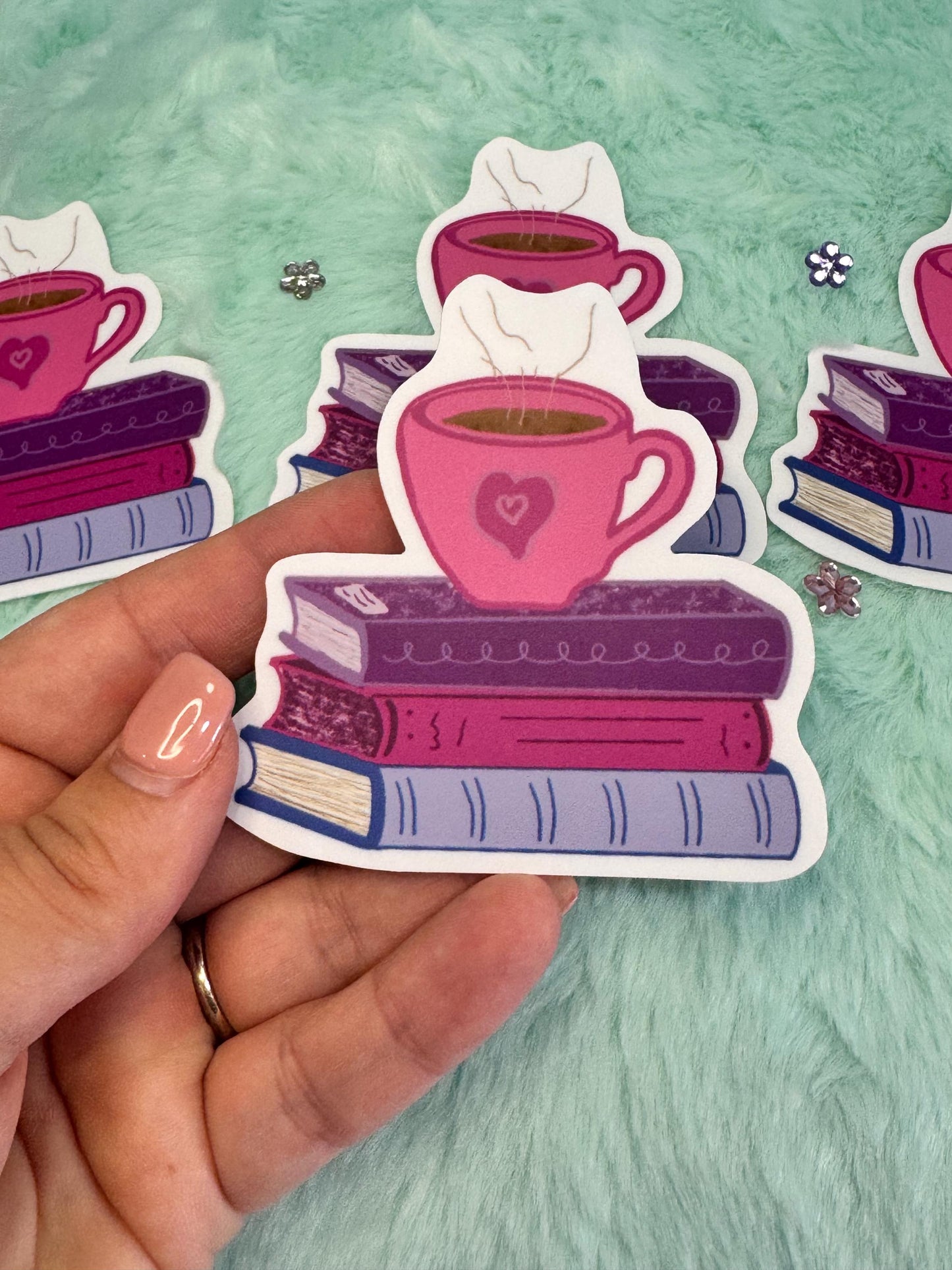 Books and Coffee Waterproof Vinyl Sticker