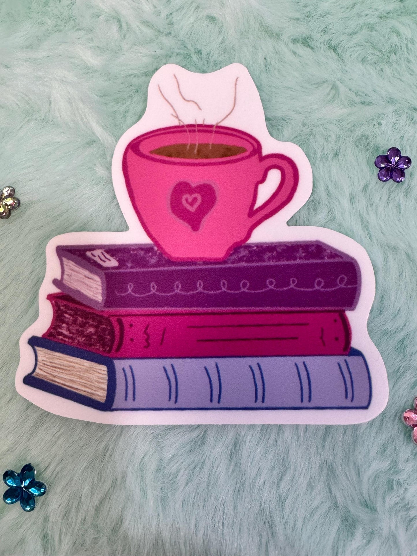 Books and Coffee Waterproof Vinyl Sticker