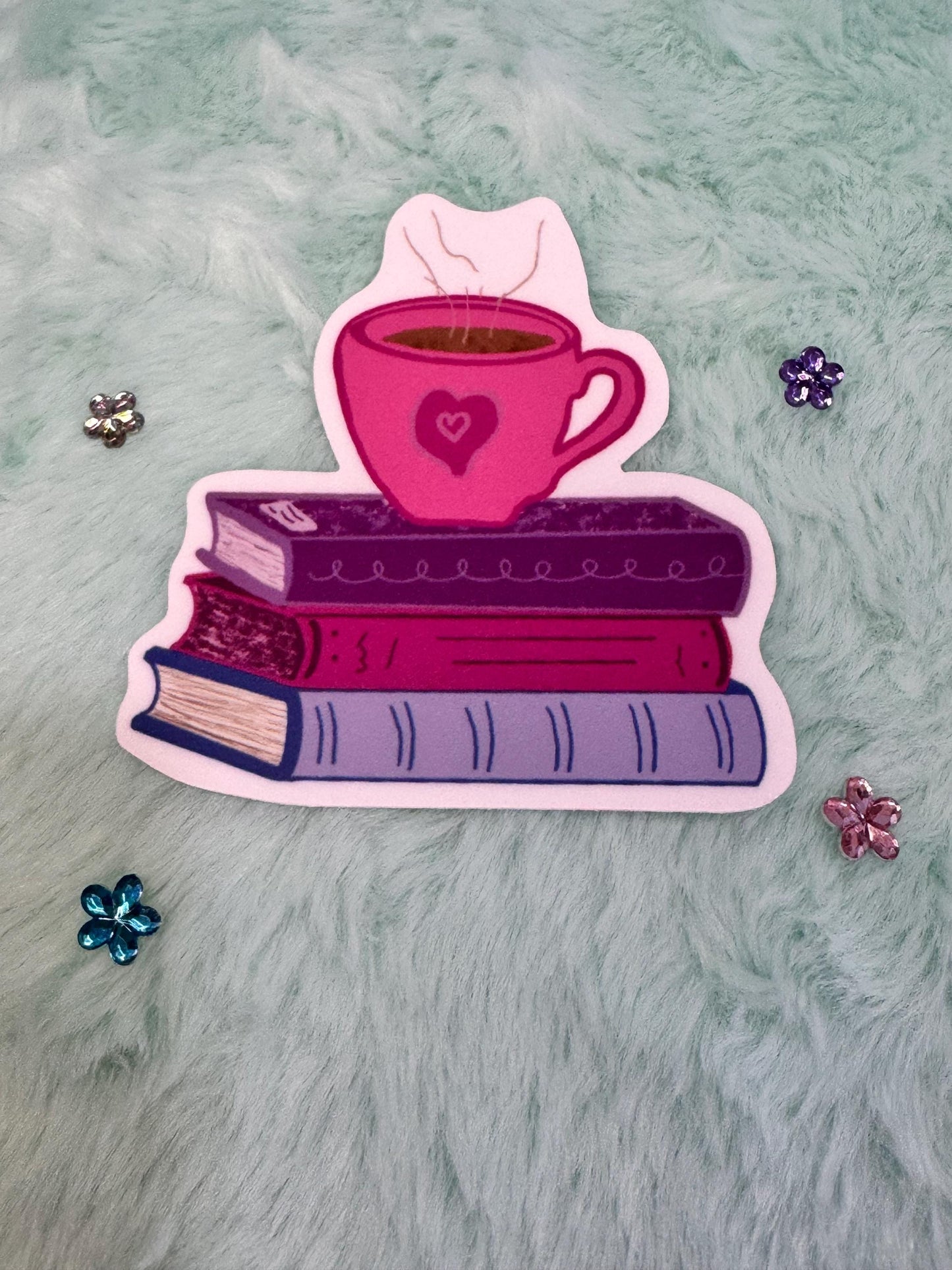 Books and Coffee Waterproof Vinyl Sticker