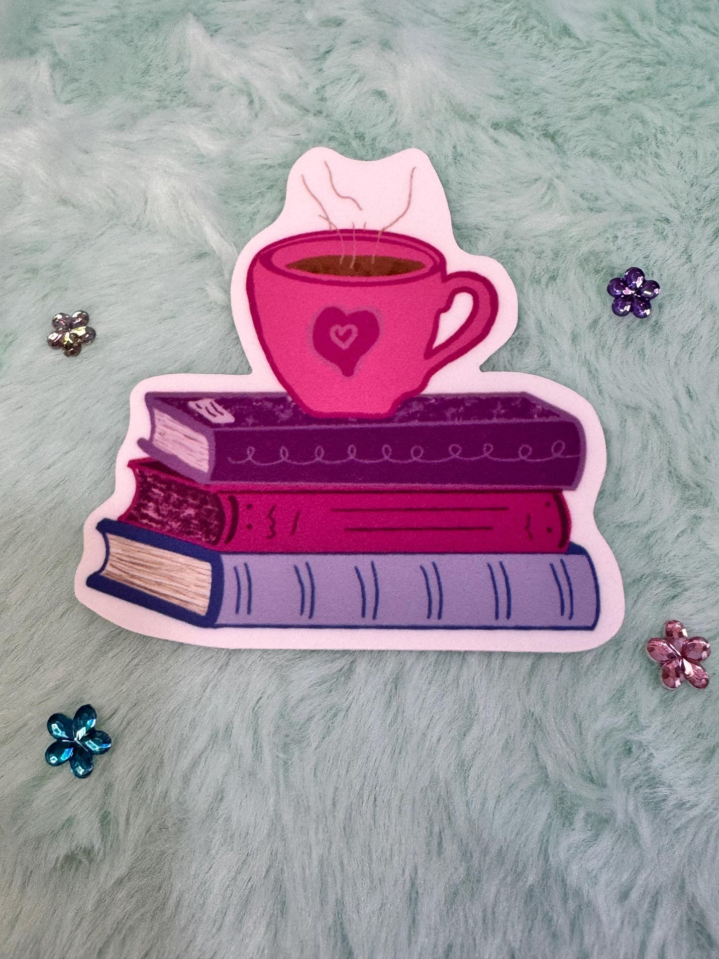 Books and Coffee Waterproof Vinyl Sticker