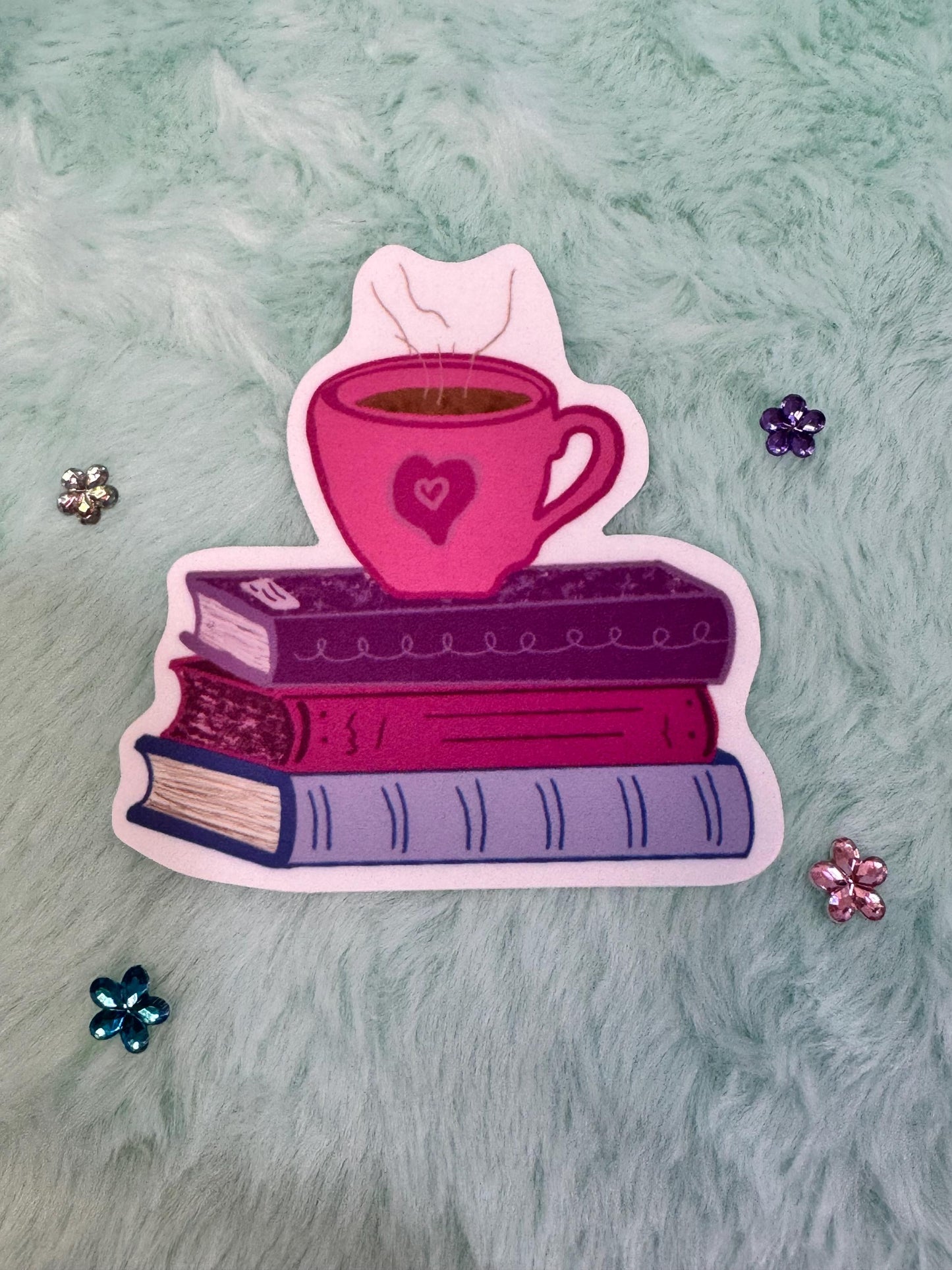 Books and Coffee Waterproof Vinyl Sticker