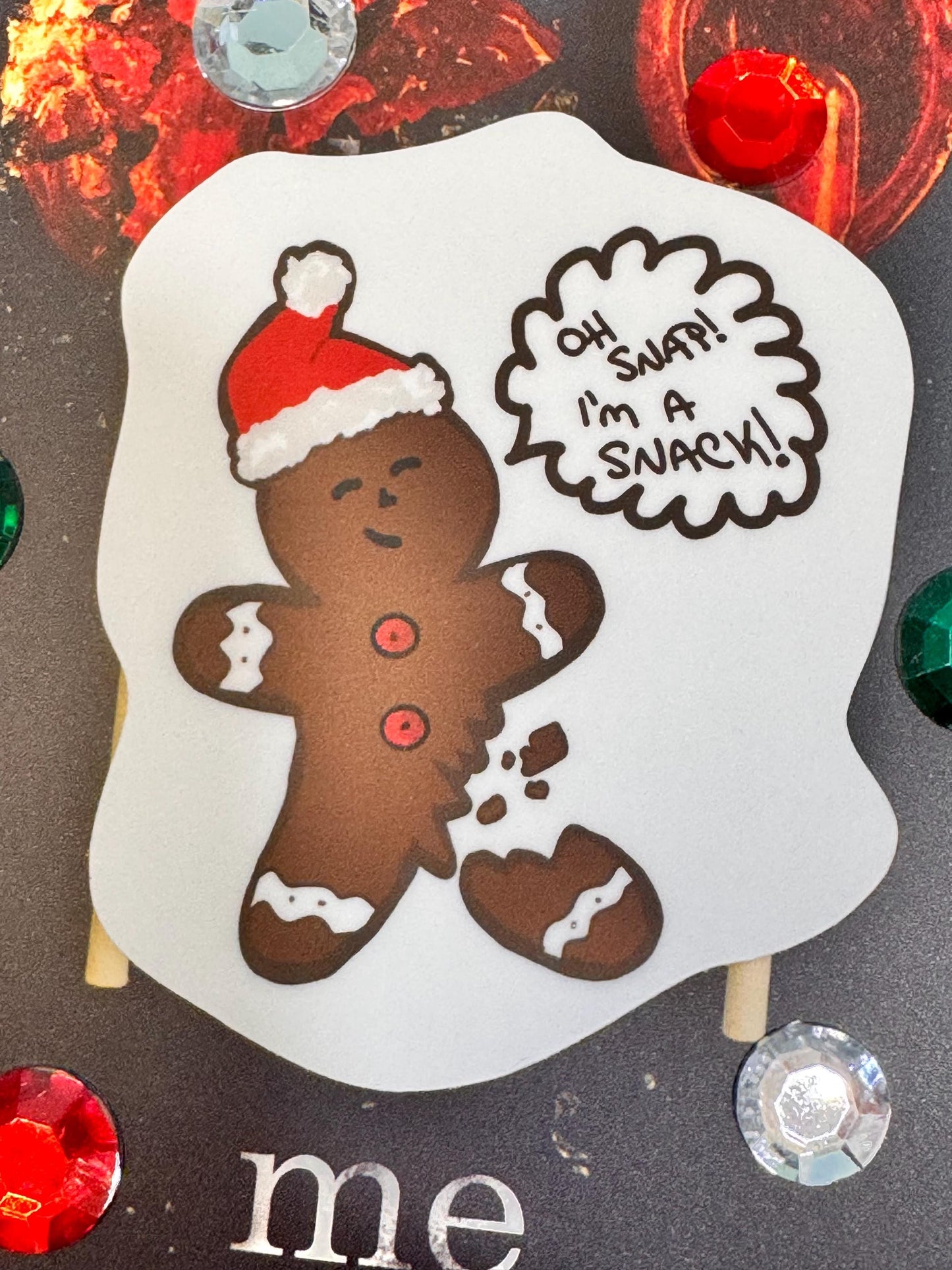 Christmas Gingerbread Stickers, Vinyl Holiday Waterproof Stickers, Oh Snap, I'm A Snack Hand Drawn Cute Character