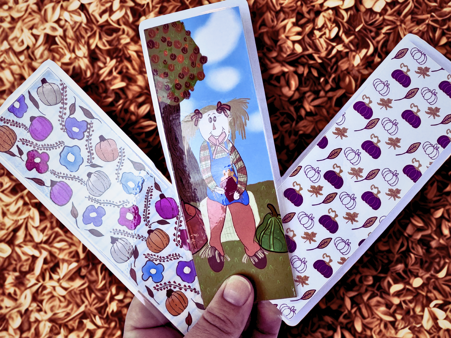 Crisp Fall Days Bookmark Set or Individual: 2x6 Inches, Hand Drawn and Laminated