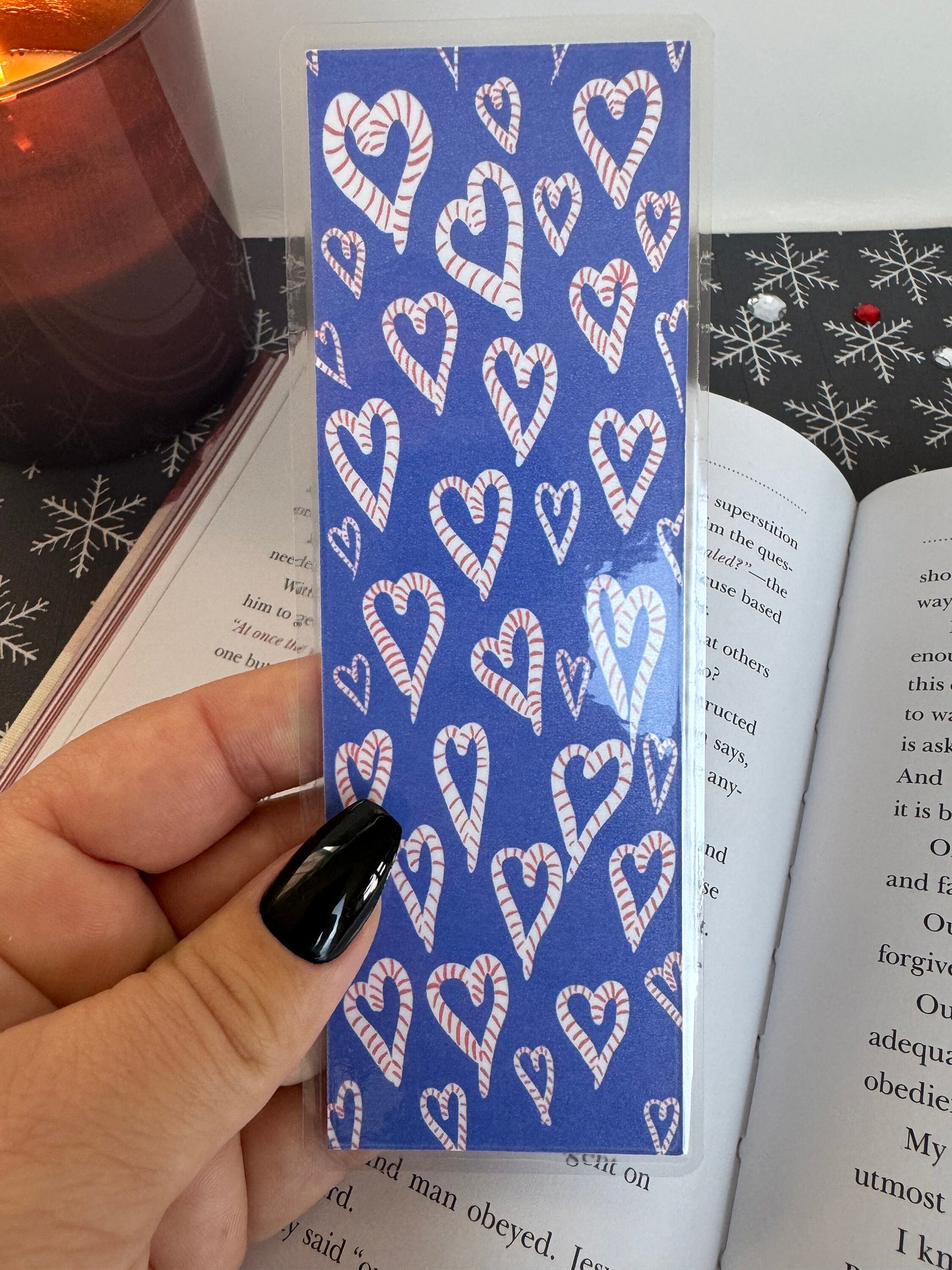 Candy Cane Heart Laminated Bookmark