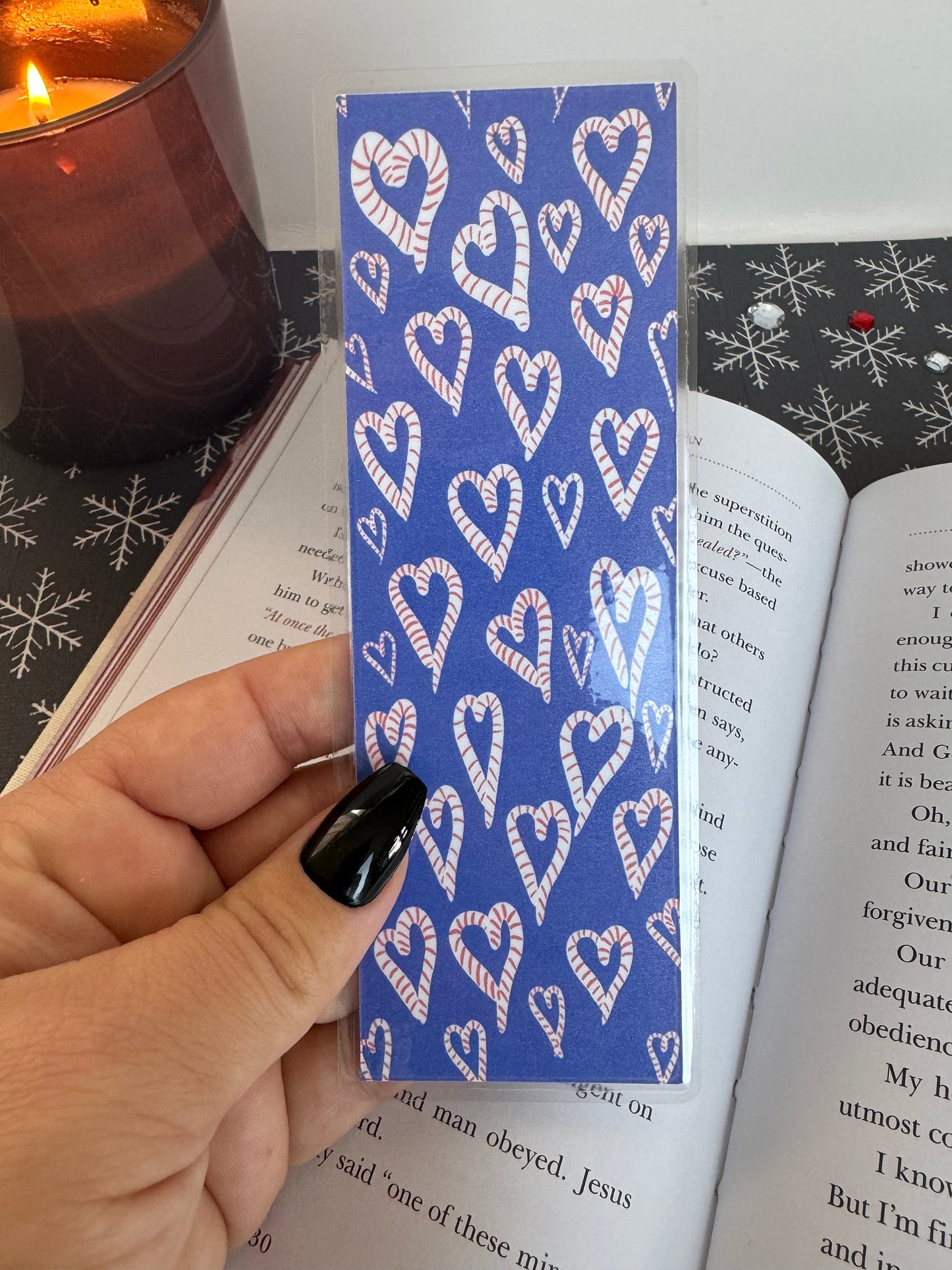 Candy Cane Heart Laminated Bookmark