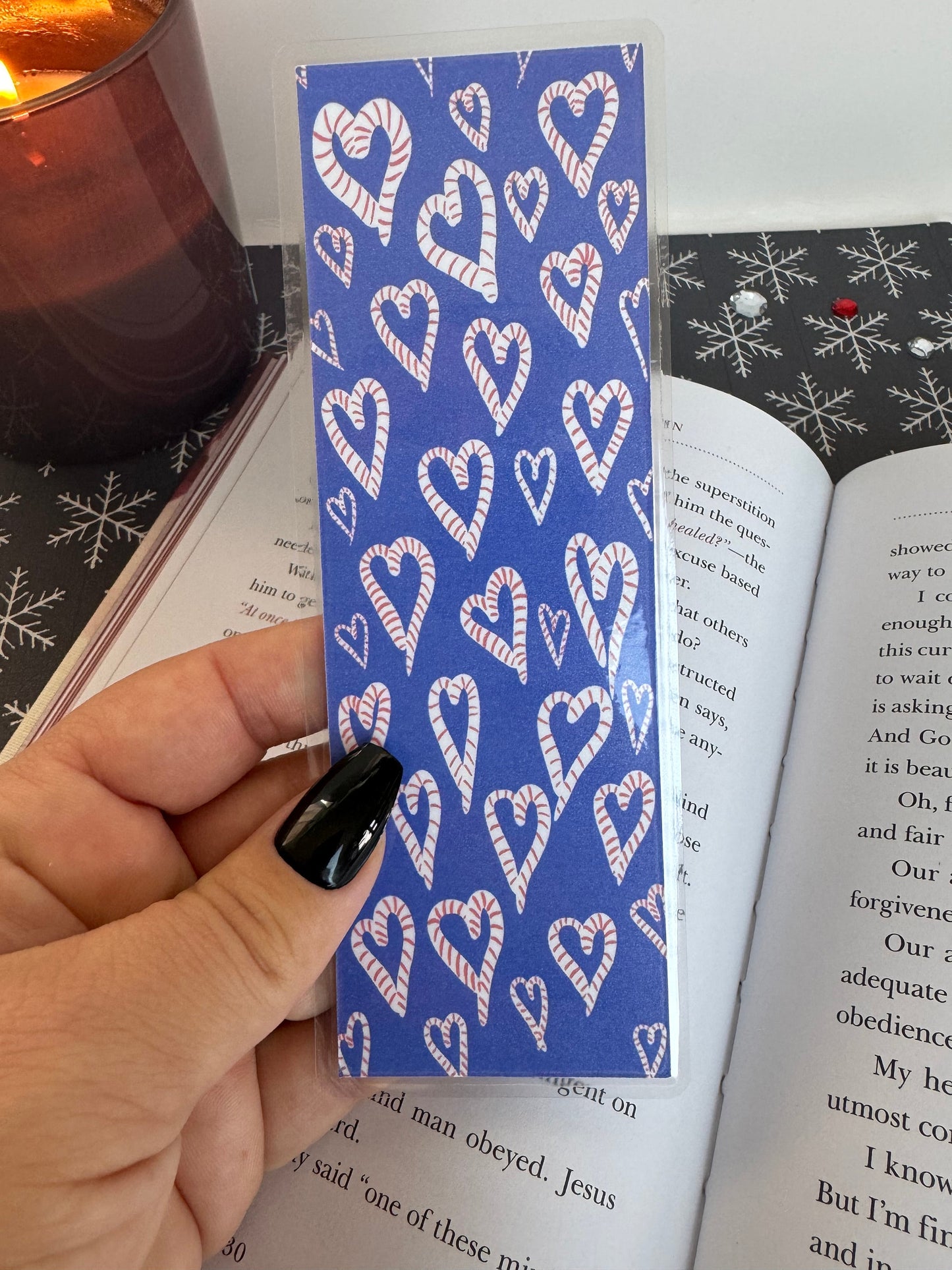Candy Cane Heart Laminated Bookmark