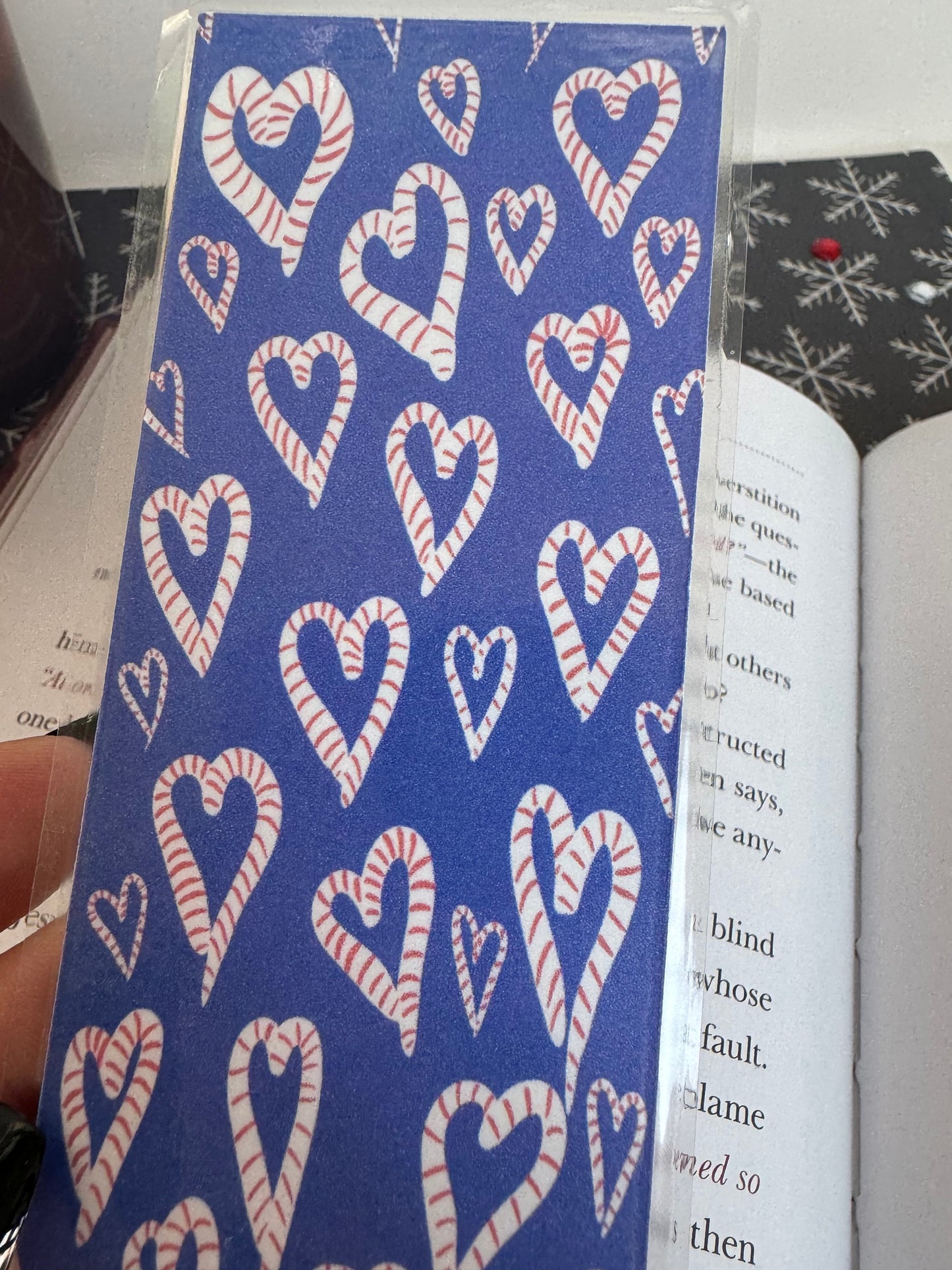 Candy Cane Heart Laminated Bookmark