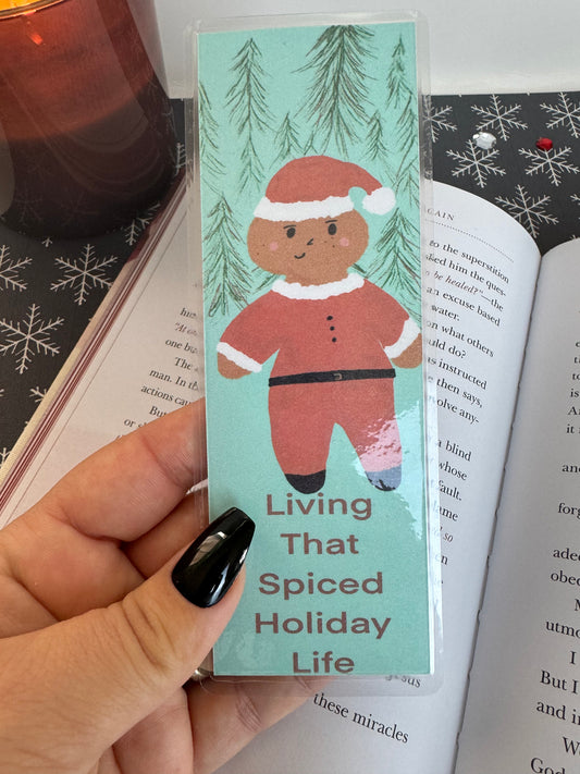 Gingerbread Santa Man Laminated Holiday Bookmark, Cute Sayings and Quotes Page Saver