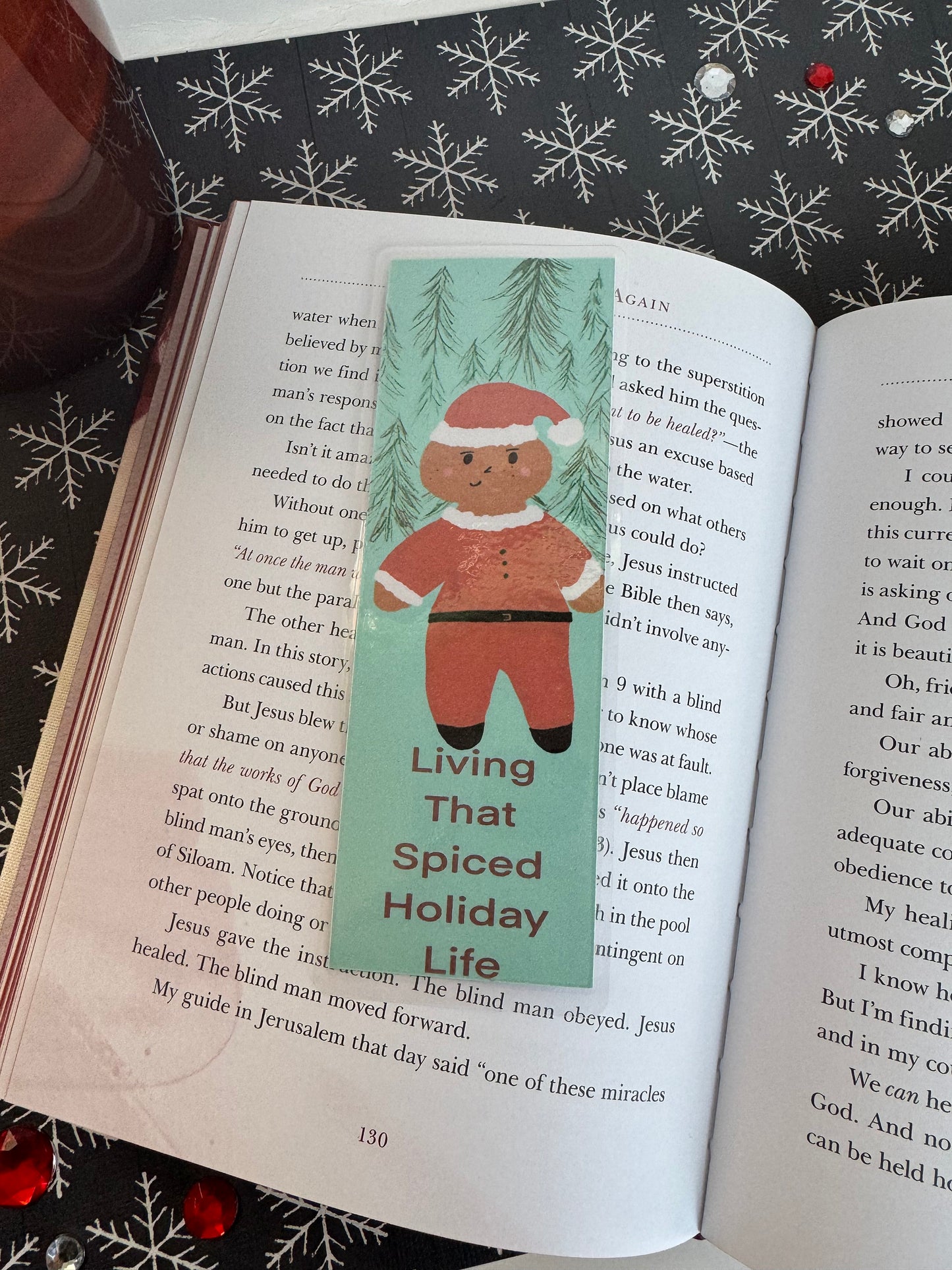 Gingerbread Santa Man Laminated Holiday Bookmark, Cute Sayings and Quotes Page Saver