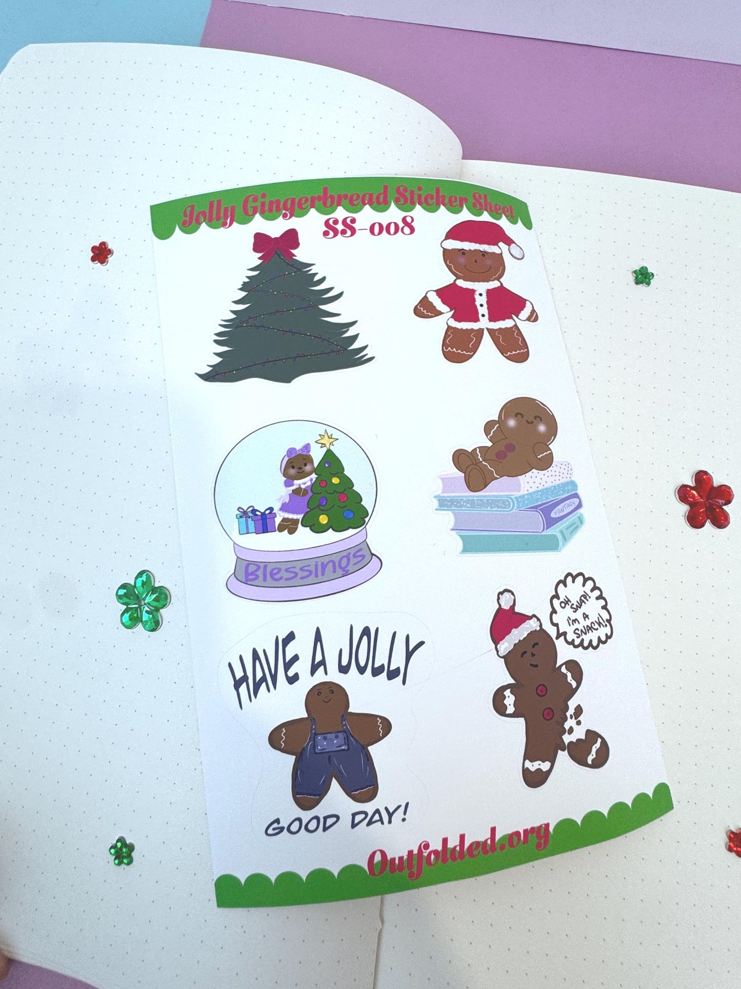 Winter Season Holiday Planner Stickers Featuring Gingerbread Men and Women- Sticker Sheet