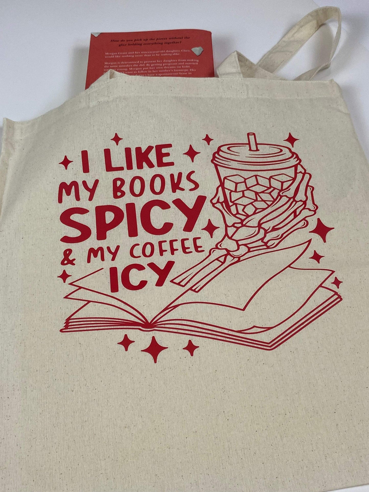Tote Bag for Spicy Book Lovers and Iced Coffee Drinkers