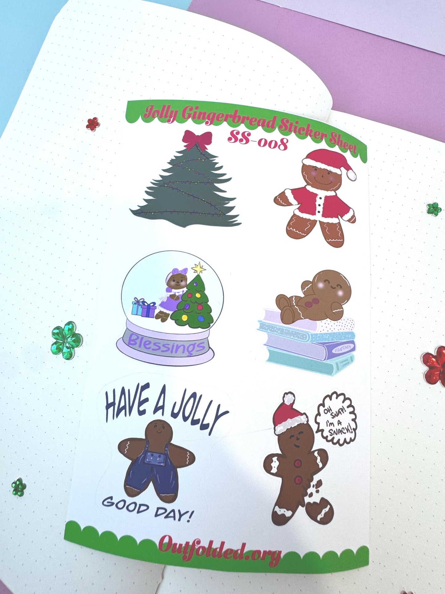 Winter Season Holiday Planner Stickers Featuring Gingerbread Men and Women- Sticker Sheet
