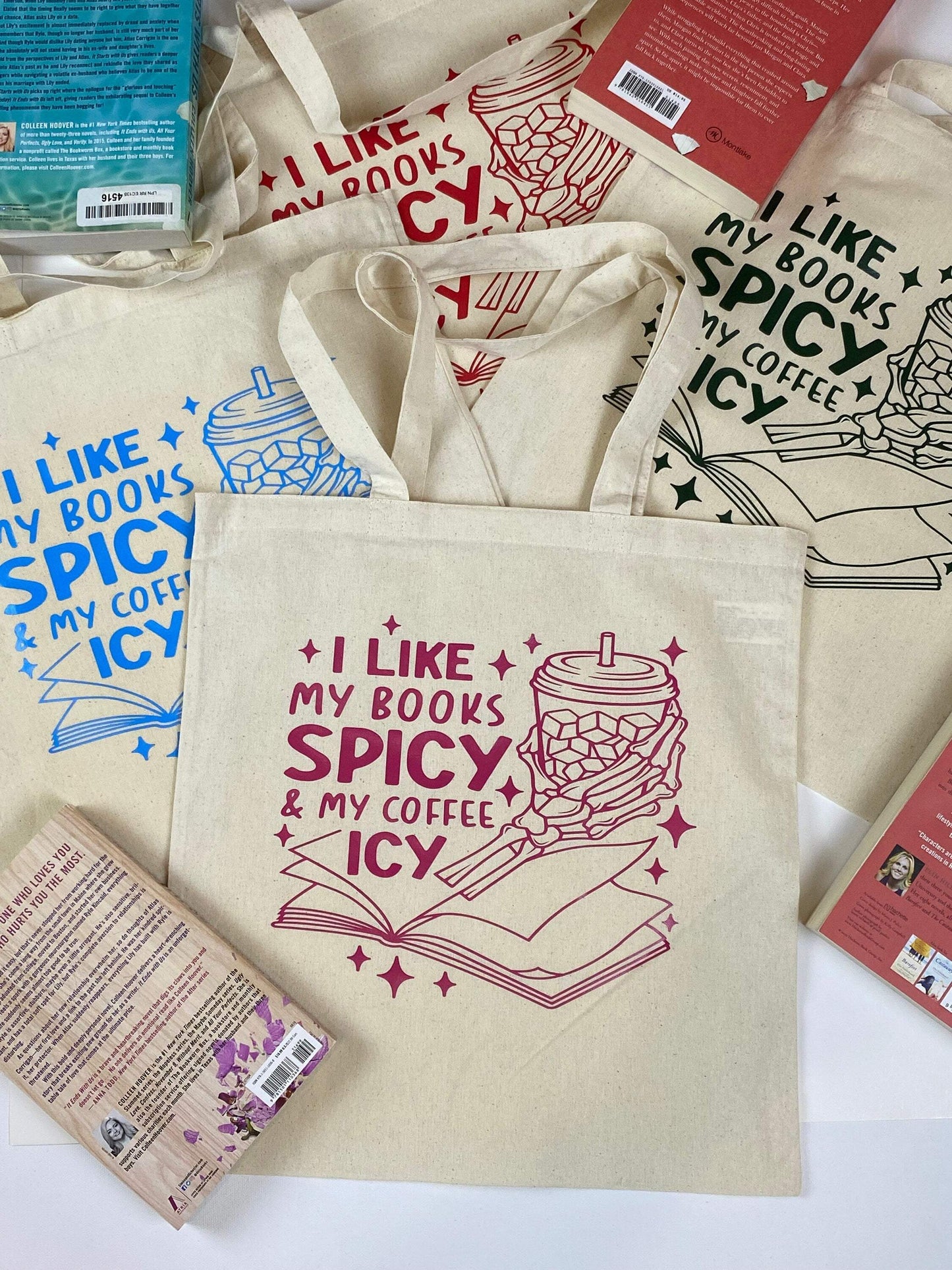 Tote Bag for Spicy Book Lovers and Iced Coffee Drinkers