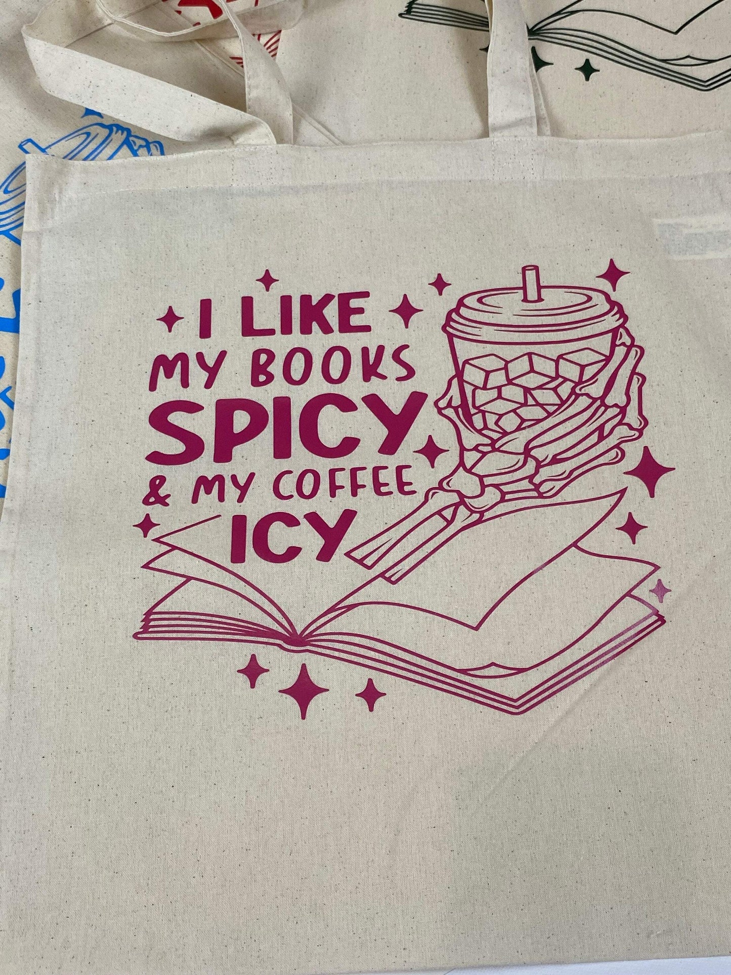 Tote Bag for Spicy Book Lovers and Iced Coffee Drinkers