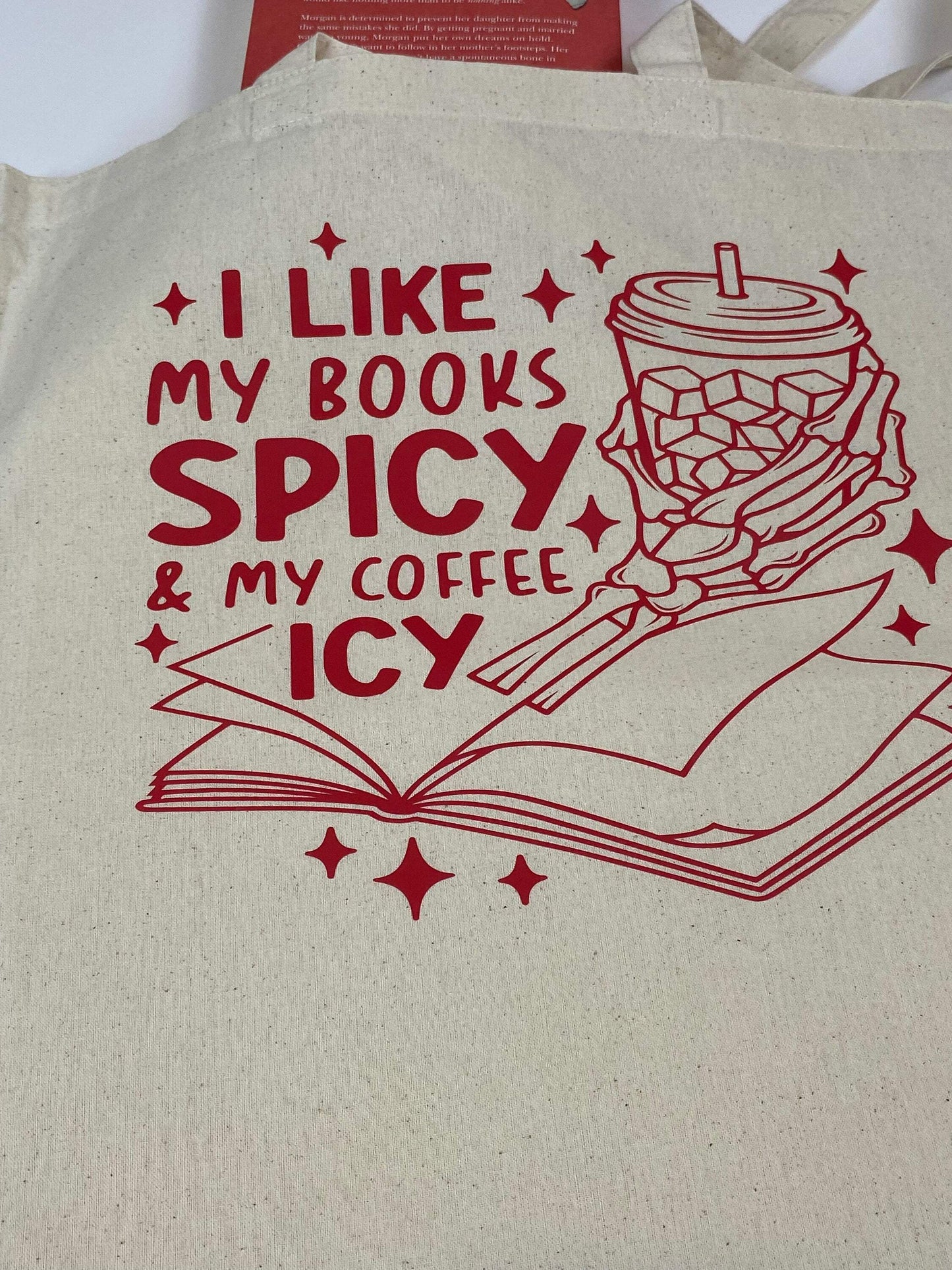 Tote Bag for Spicy Book Lovers and Iced Coffee Drinkers