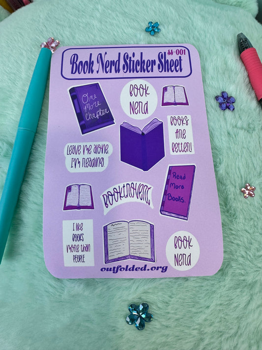 Planner Sticker Sheet Of Pink and Purple Bookish Stickers, Book Lover Stickers, For Readers, Book Nerd