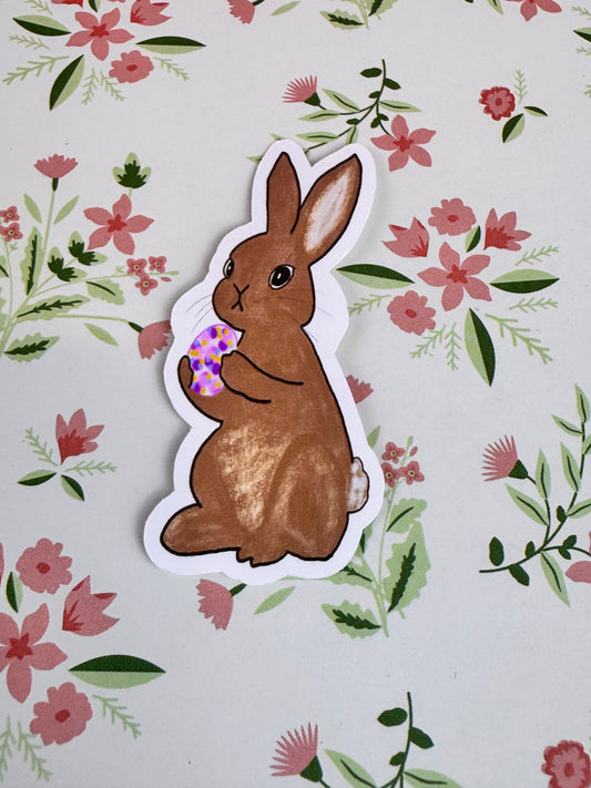 Easter Bunny Sticker, Cute Rabbit Die Cut Sticker, Hand Drawn Character Vinyl Sticker, Journal and Agenda Accessory