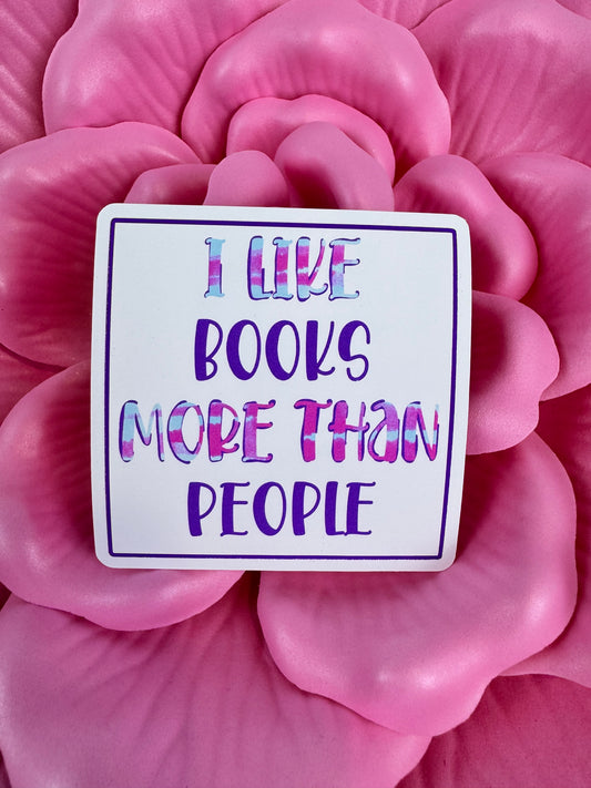 Funny Book Sticker, I Like Books More Than People, Bookish Stickers, Decor For Journals Agendas and Water Bottles