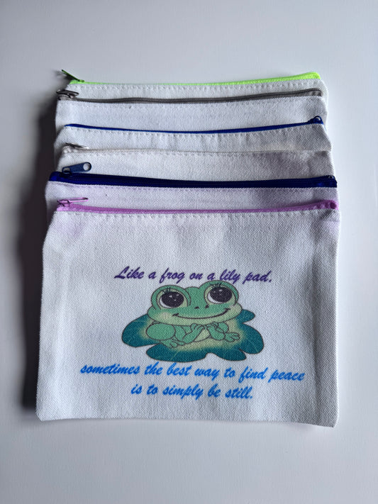 Pencil Pouch, Makeup Bag, Cosmetic Organizer, Bookmark Holder, Adorable Frog Design, Sublimated Zipper Pouch (Copy)